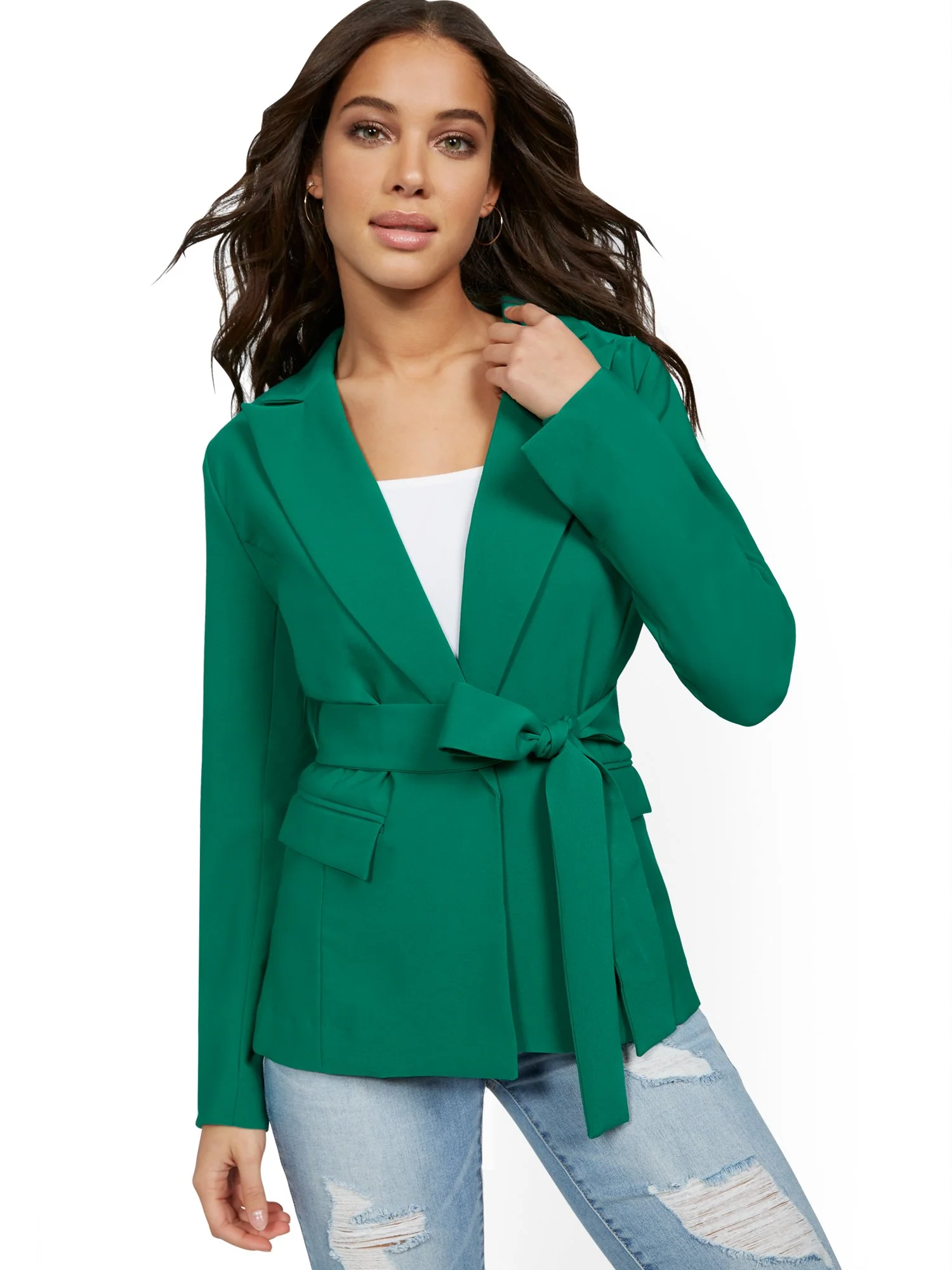 Green Tie-Front Blazer - 7th Avenue