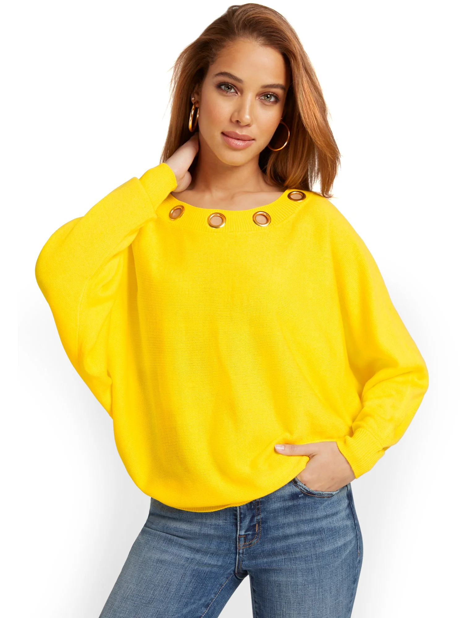 Grommet-Detail Slouchy Pullover Sweater - Image 6