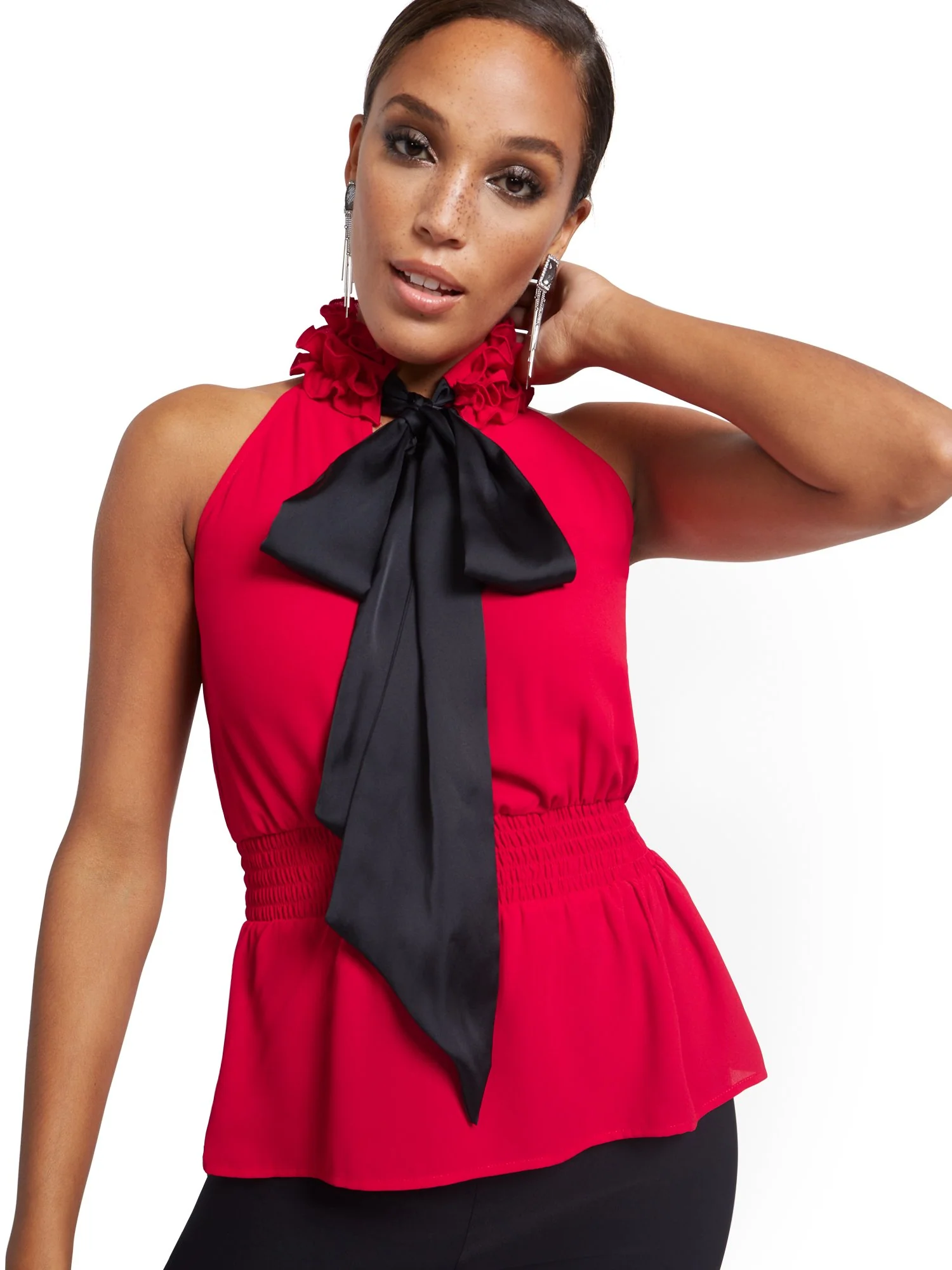 Halter Bow Peplum Top