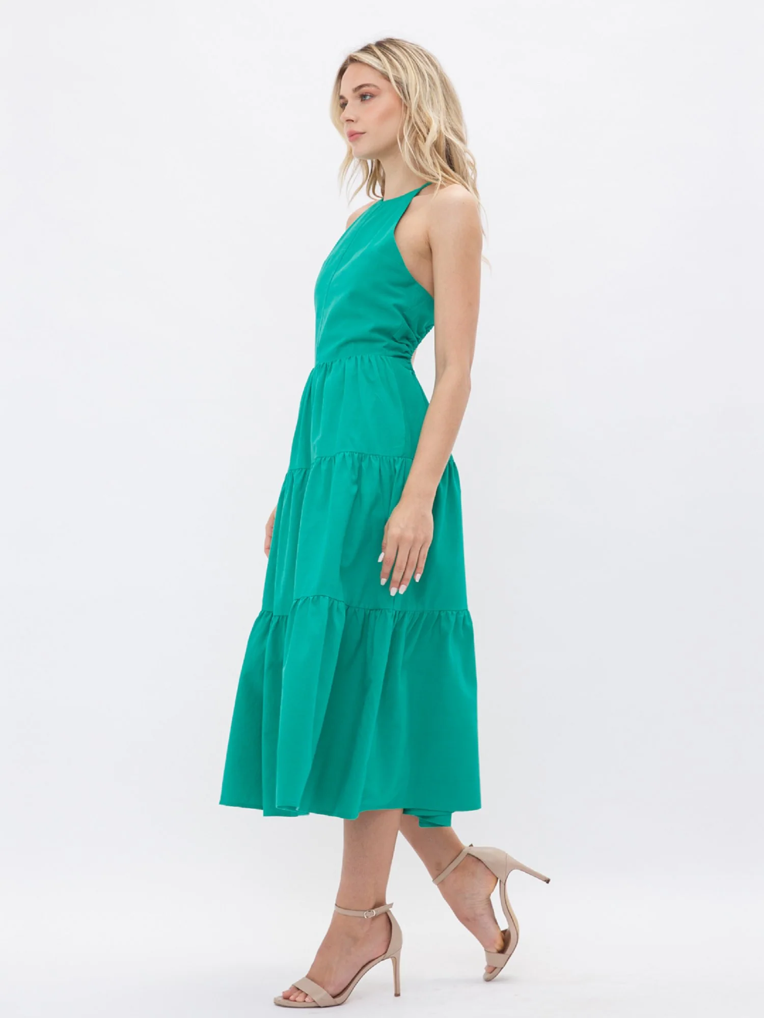 Halter Tiered Poplin Midi Dress - Fore Collection - Image 3