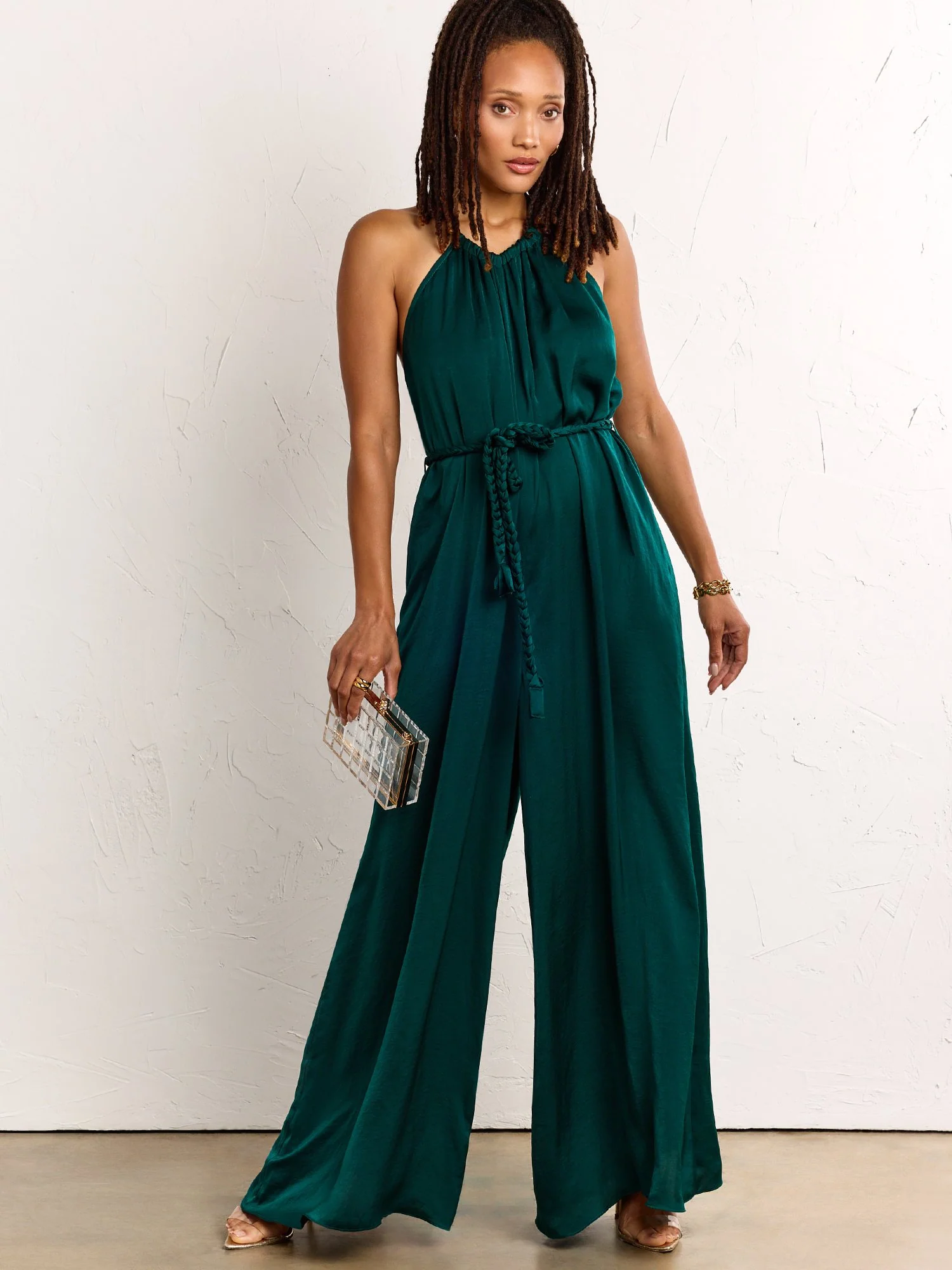 Aakaa Halterneck Braided Waist Tie Jumpsuit - Brands We Love
