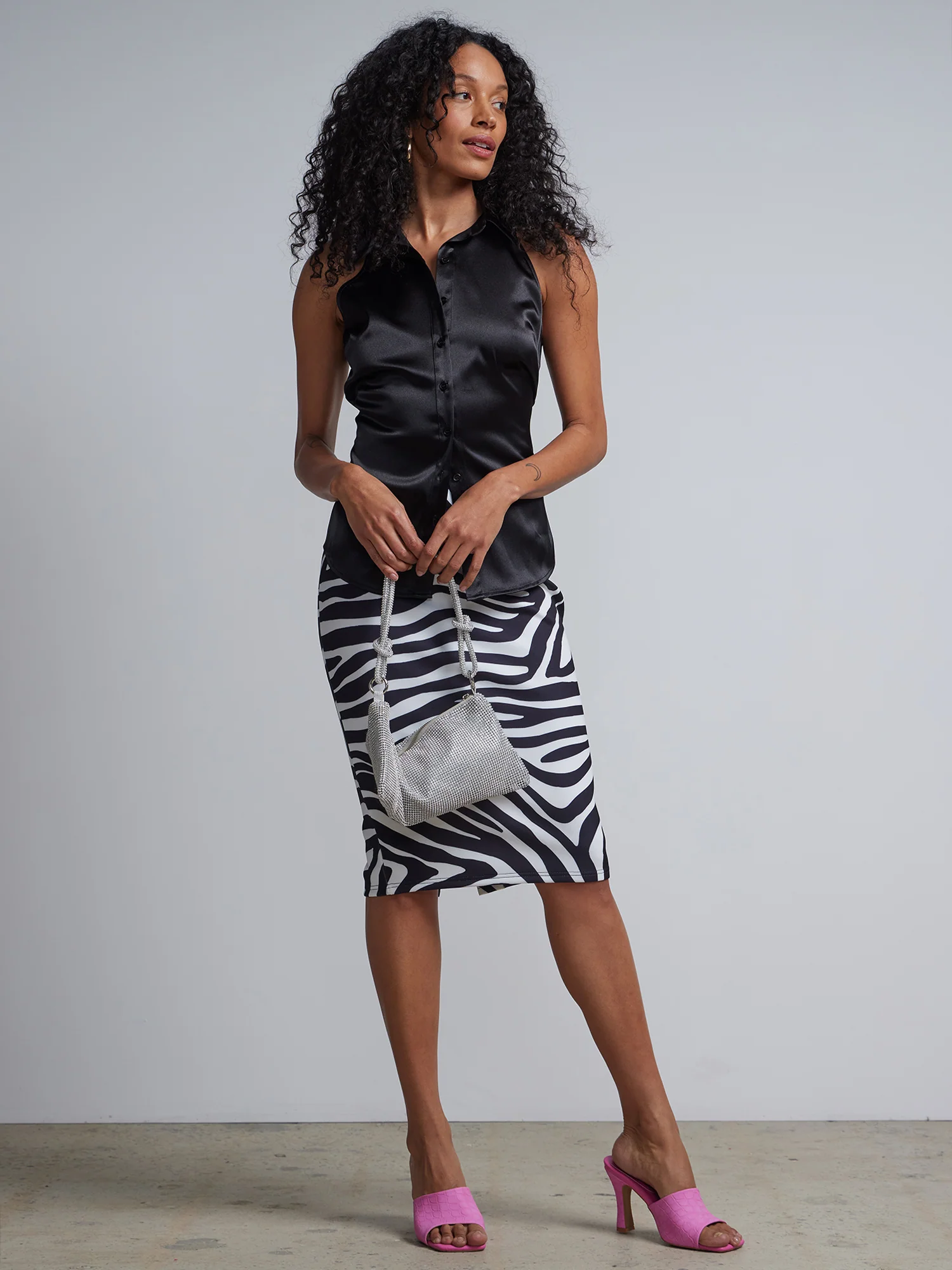 Halterneck Button-Front Satin-Effect Blouse - Image 4