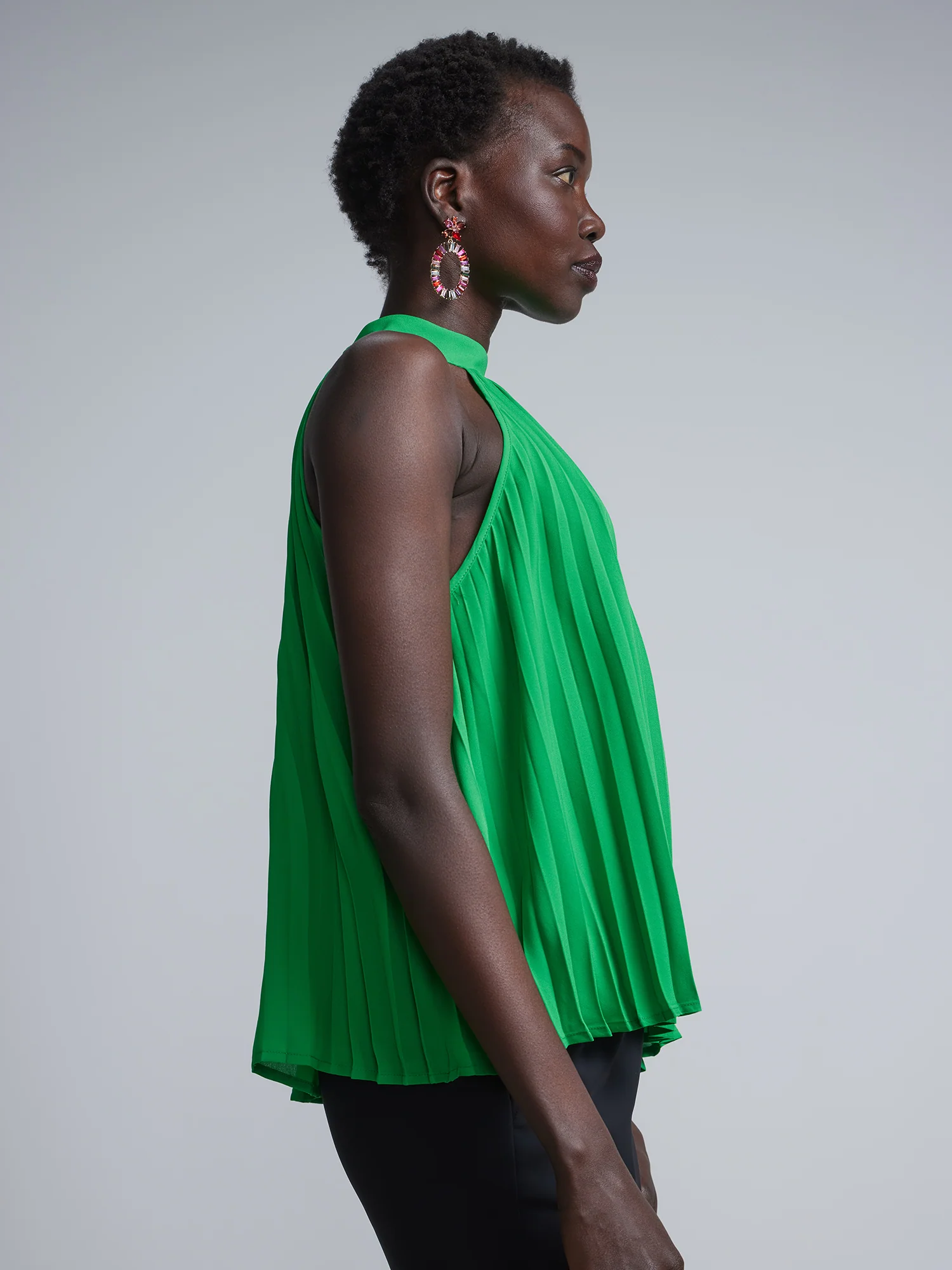Halterneck Plisse Blouse - Image 2