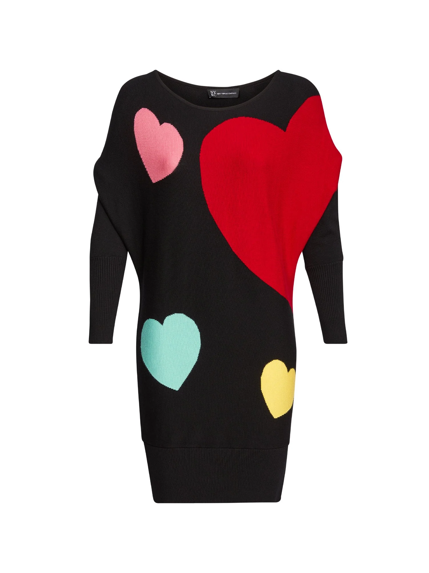 Heart-Print Dolman-Sleeve Sweater Dress - Image 4