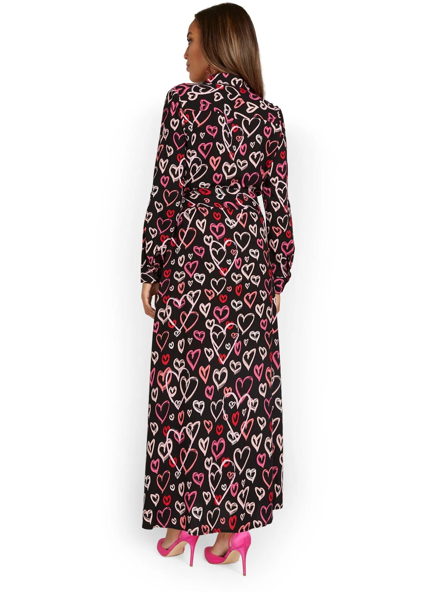 Heart-Print Maxi Shirtdress - Image 3