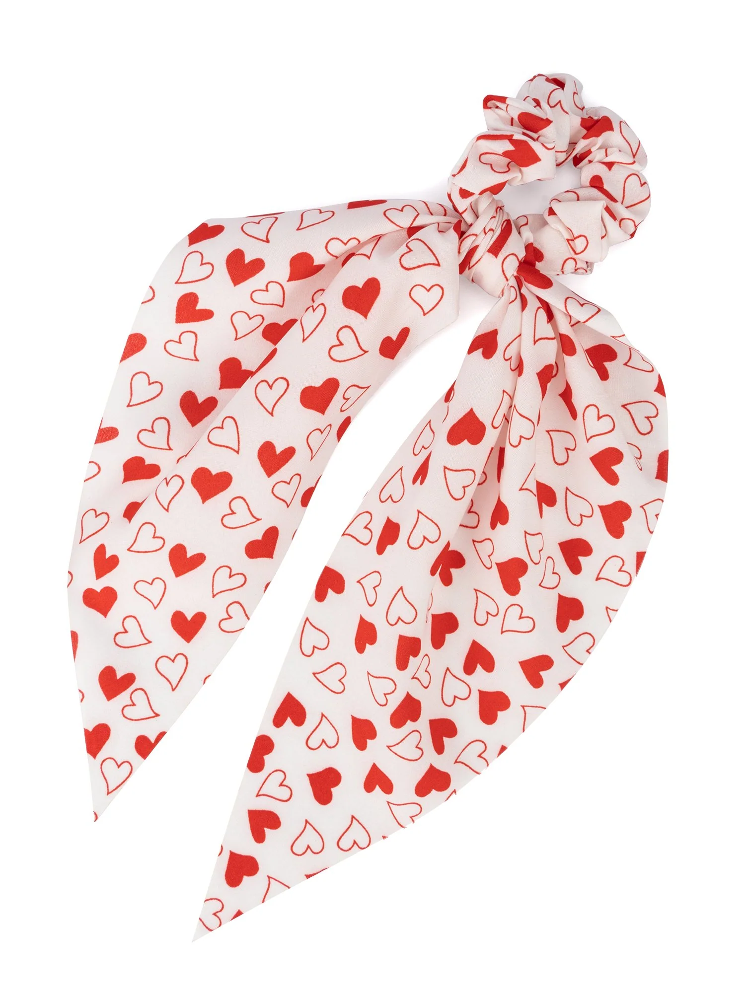 Heart-Print Ribbon Scrunchie