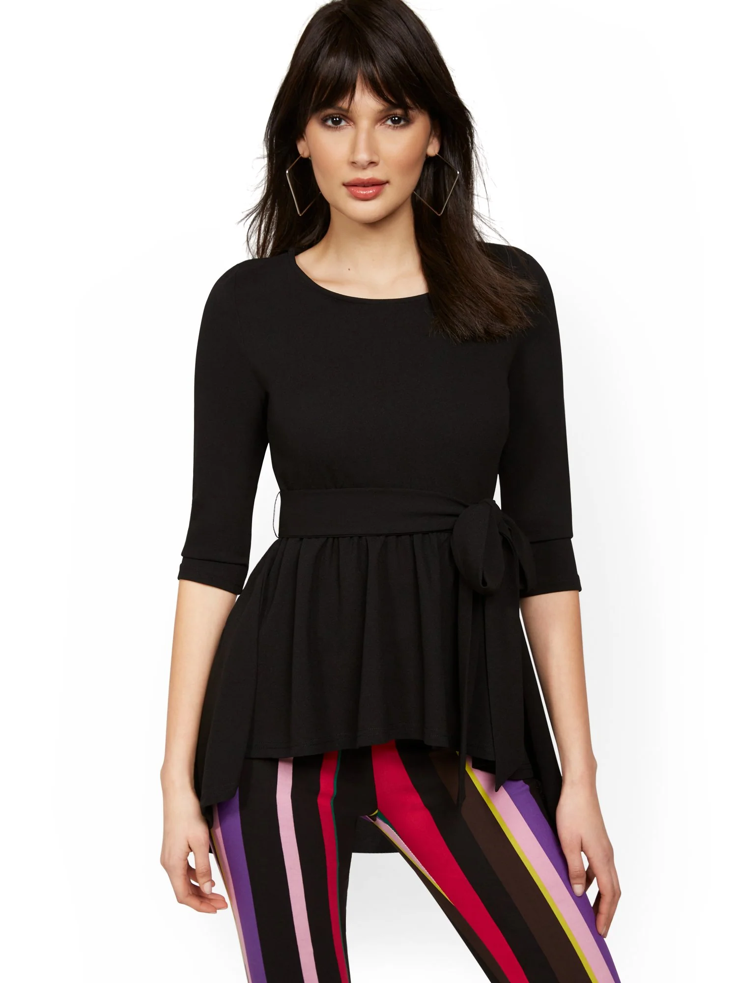 High-Low Bow-Front Tunic Top