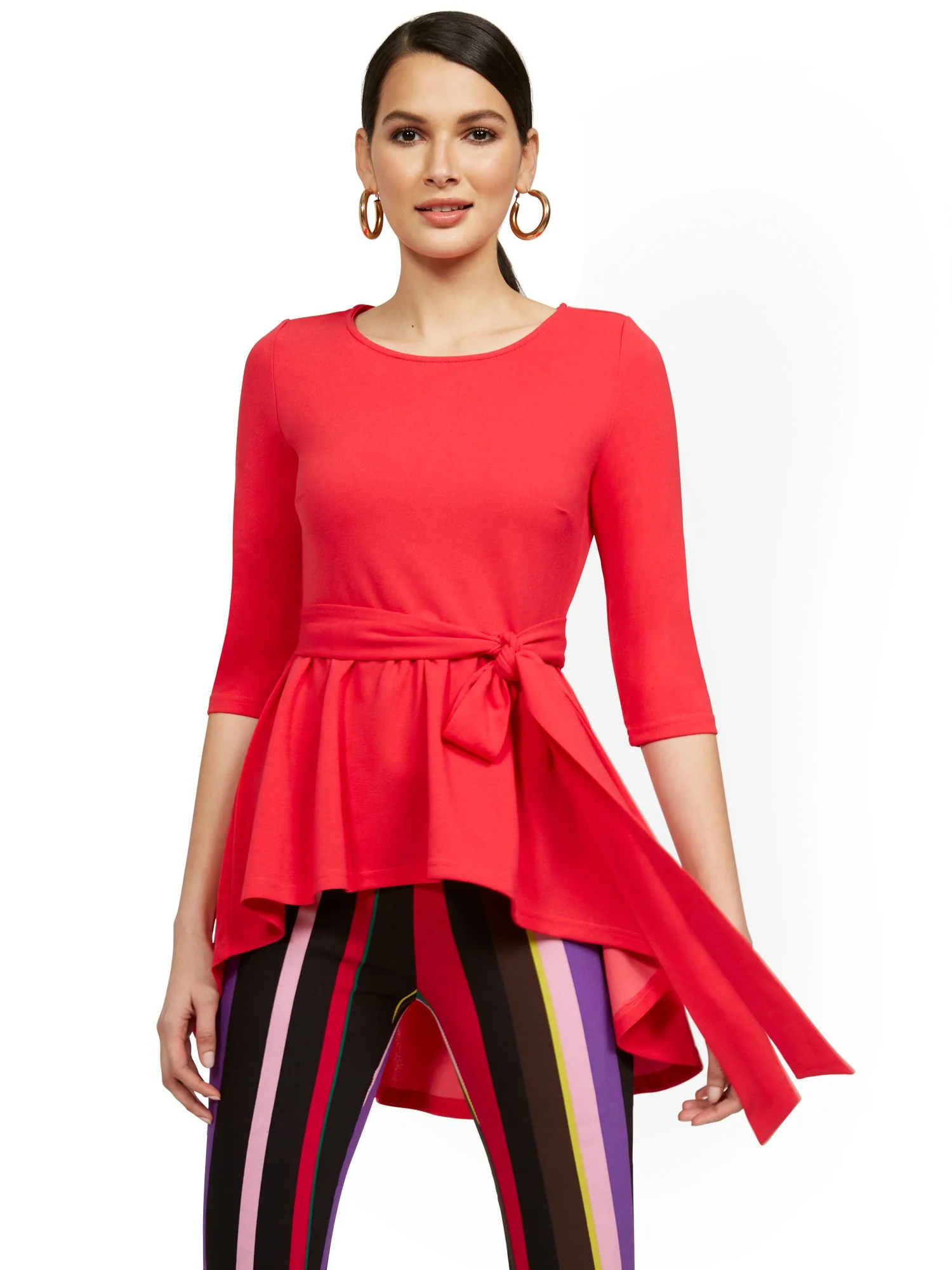 High-Low Bow-Front Tunic Top - Image 8