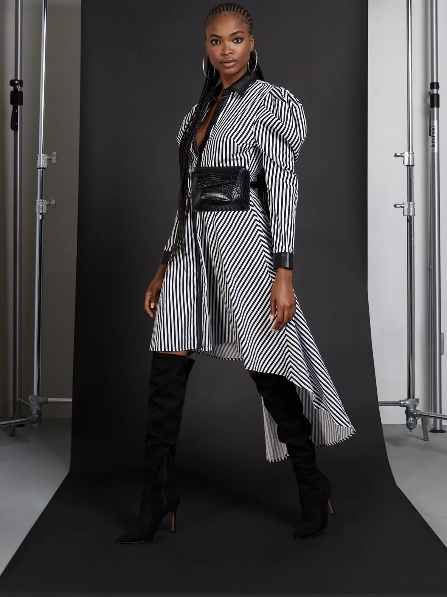 High-Low Stripe Poplin Dress - Image 2