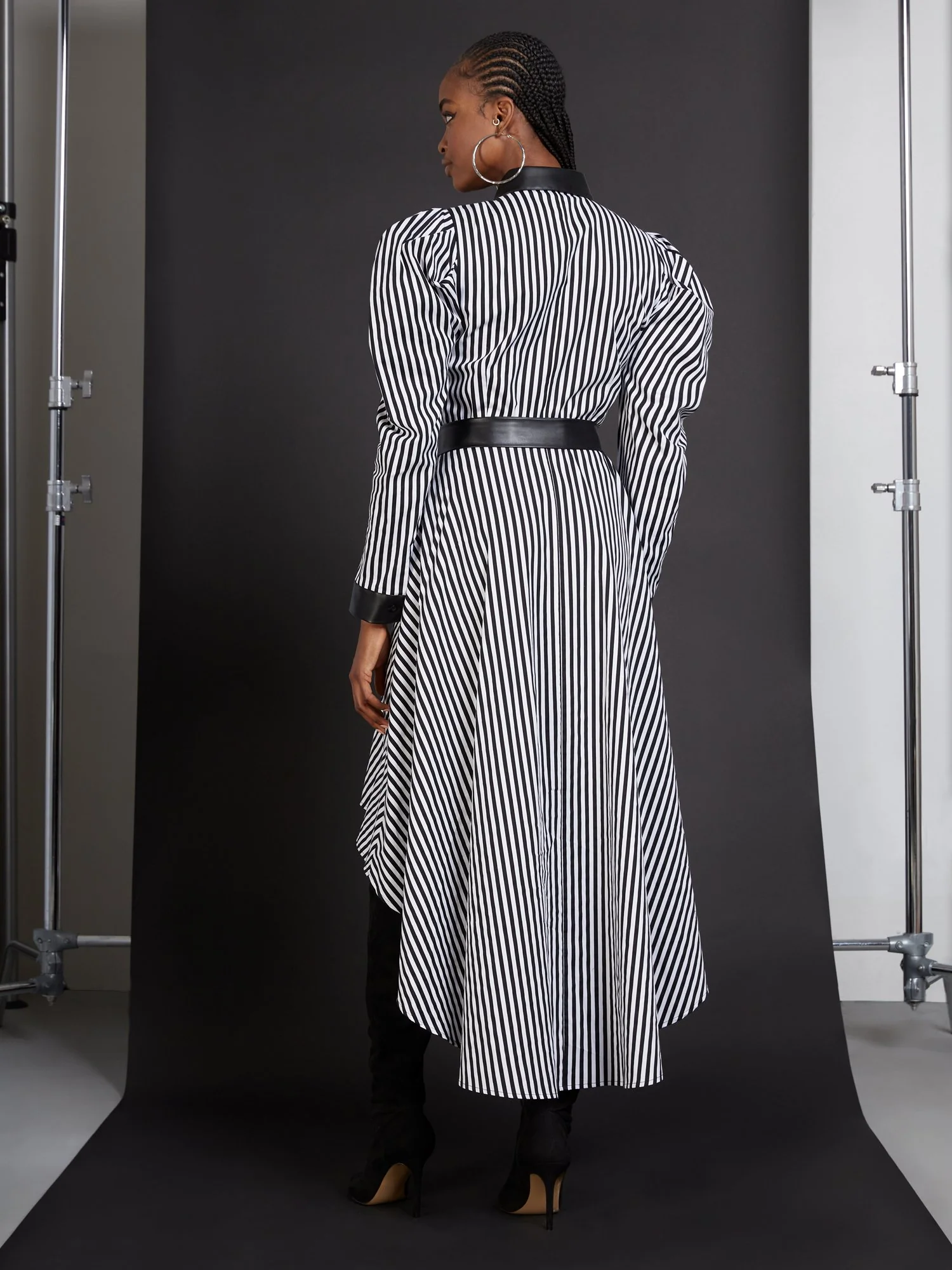 High-Low Stripe Poplin Dress - Image 3