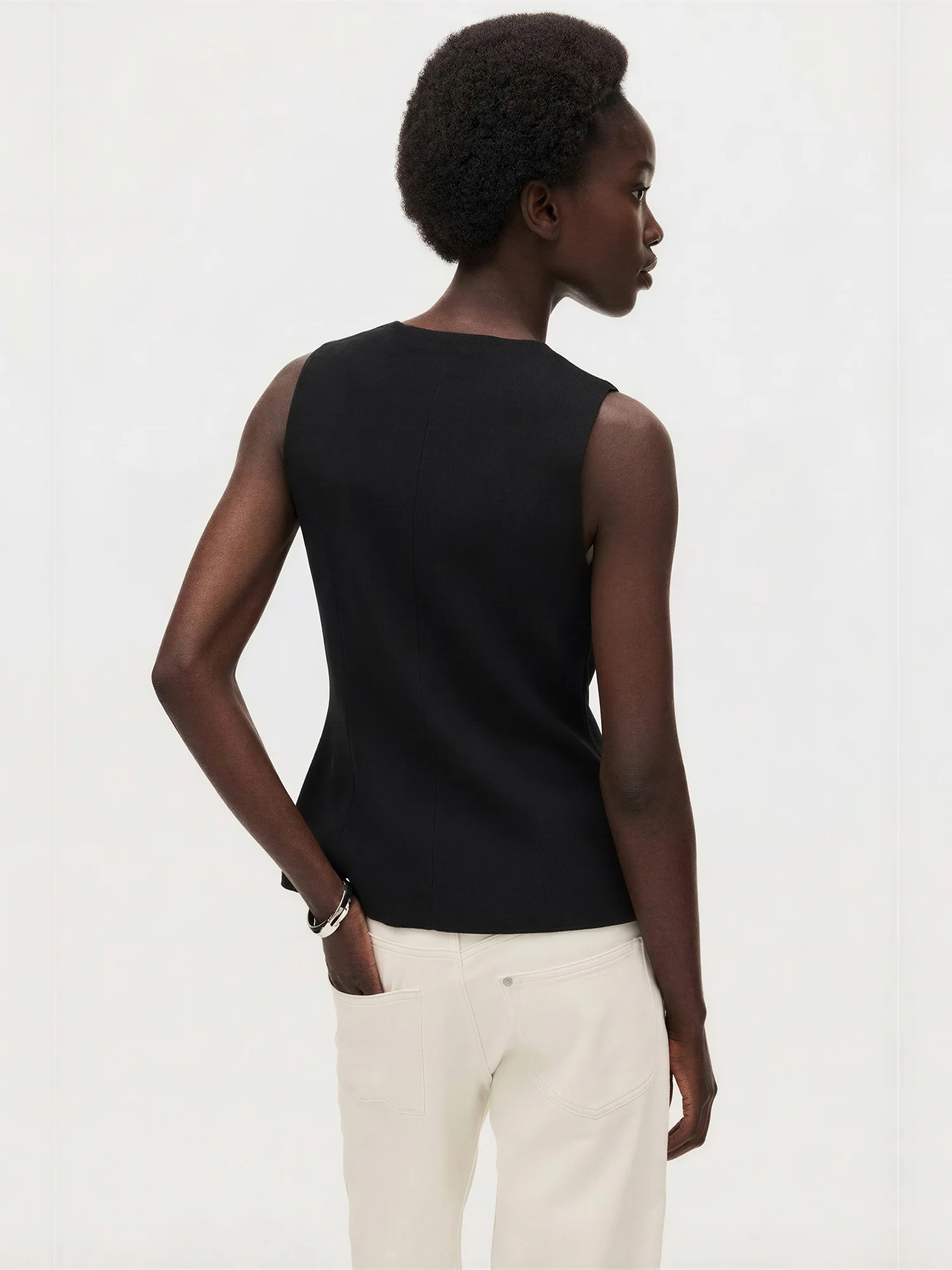 High Neck Button Vest Top - Image 3