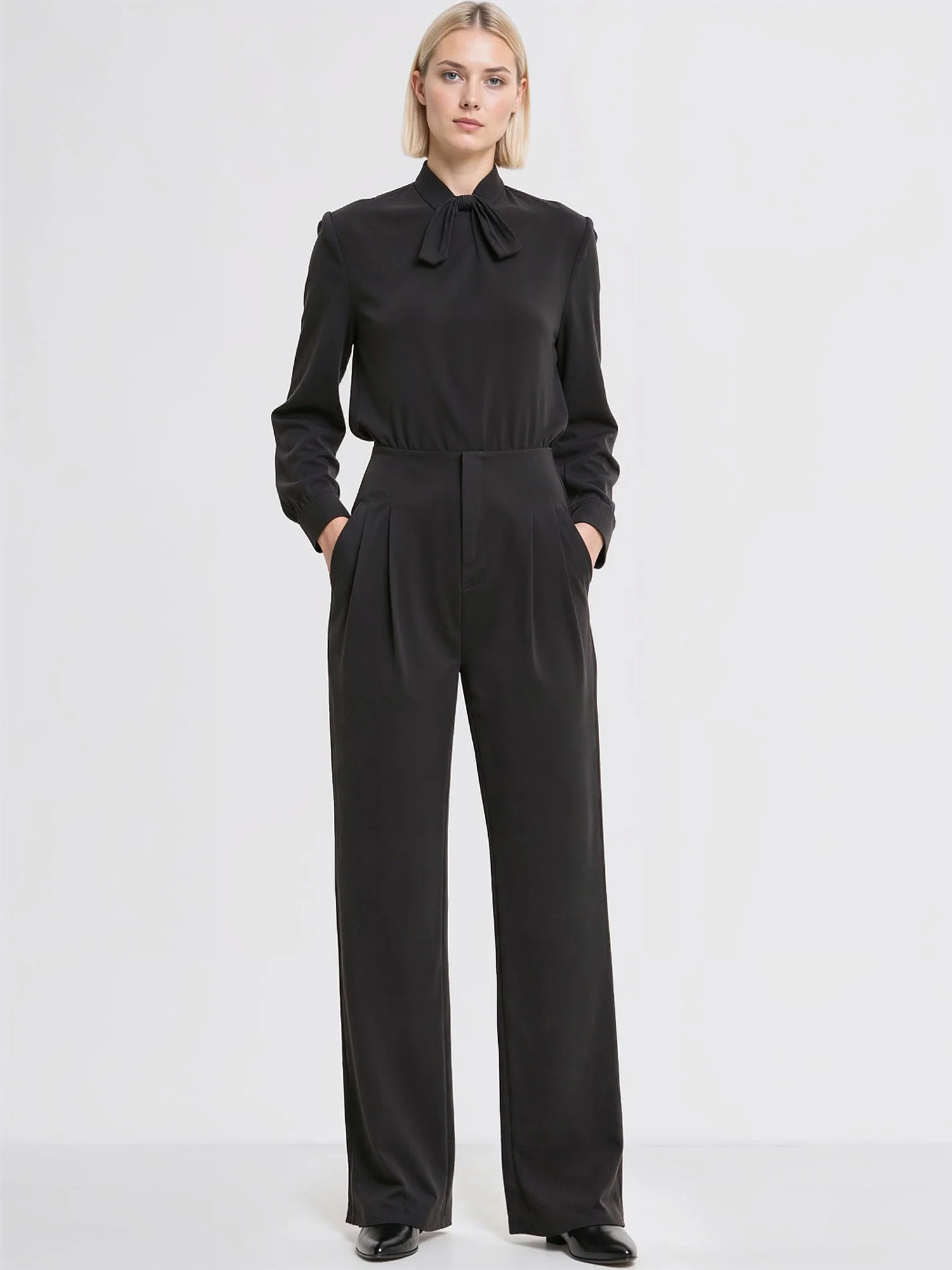 Elegant Style High Waist Wide-Leg Pleat Front Pant - Image 4