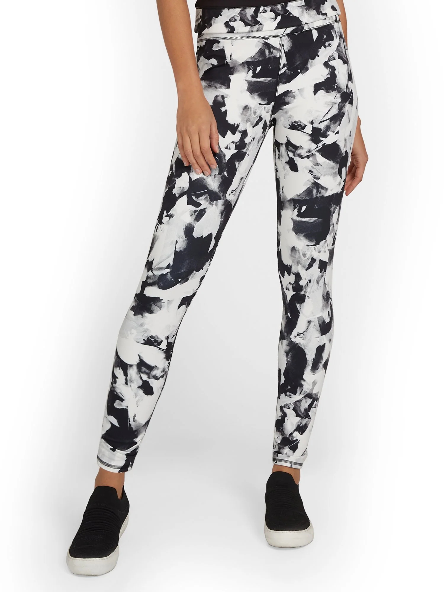 High-Waisted Abstract-Print Pocket Legging - City Contour - Image 2