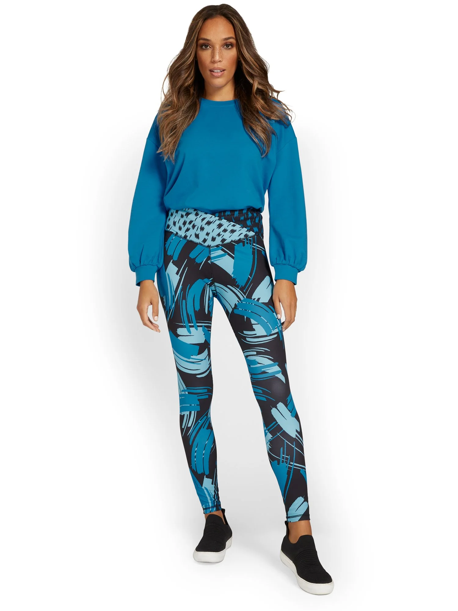 High-Waisted Abstract-Print Pocket Legging - City Contour - Image 8