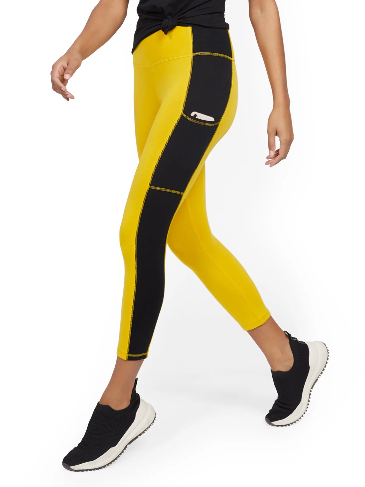 High-Waisted Colorblock Pocket Capri Legging - Image 7