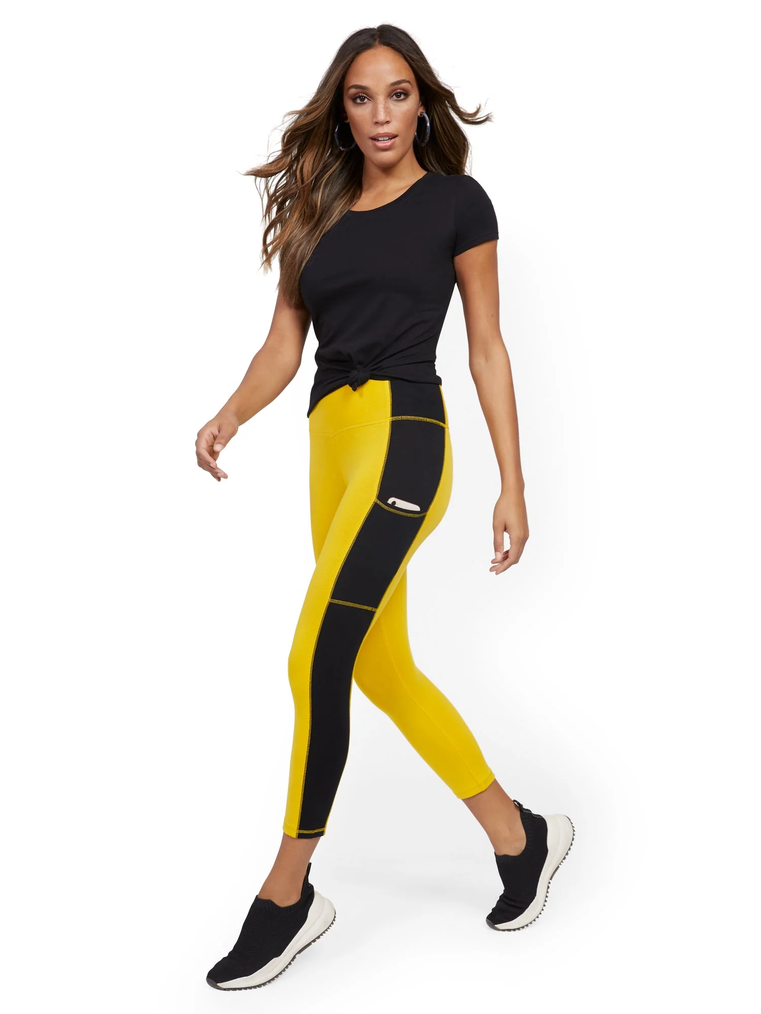 High-Waisted Colorblock Pocket Capri Legging - Image 9