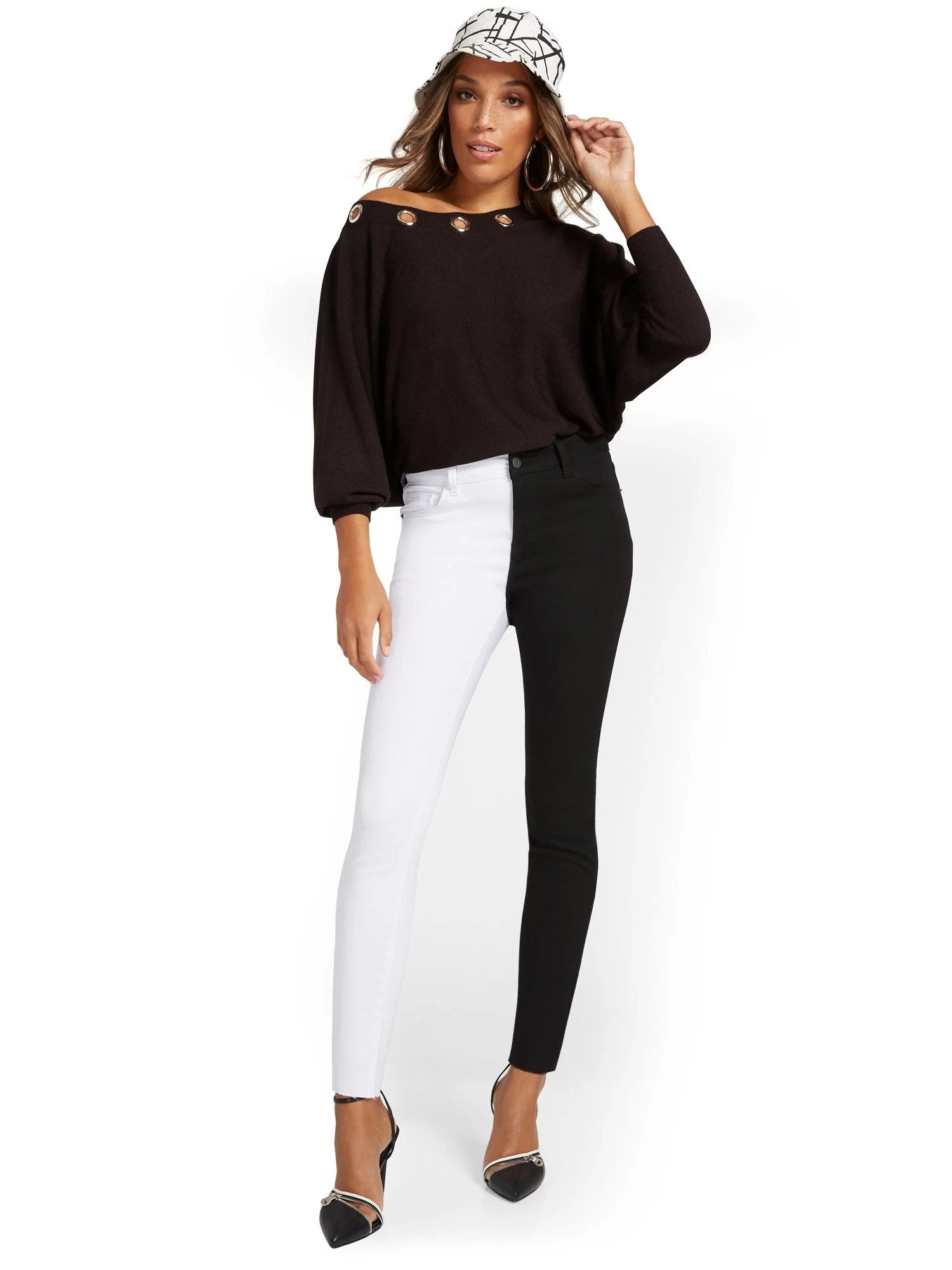 High-Waisted Colorblock Skinny Ankle Jeans - Image 4