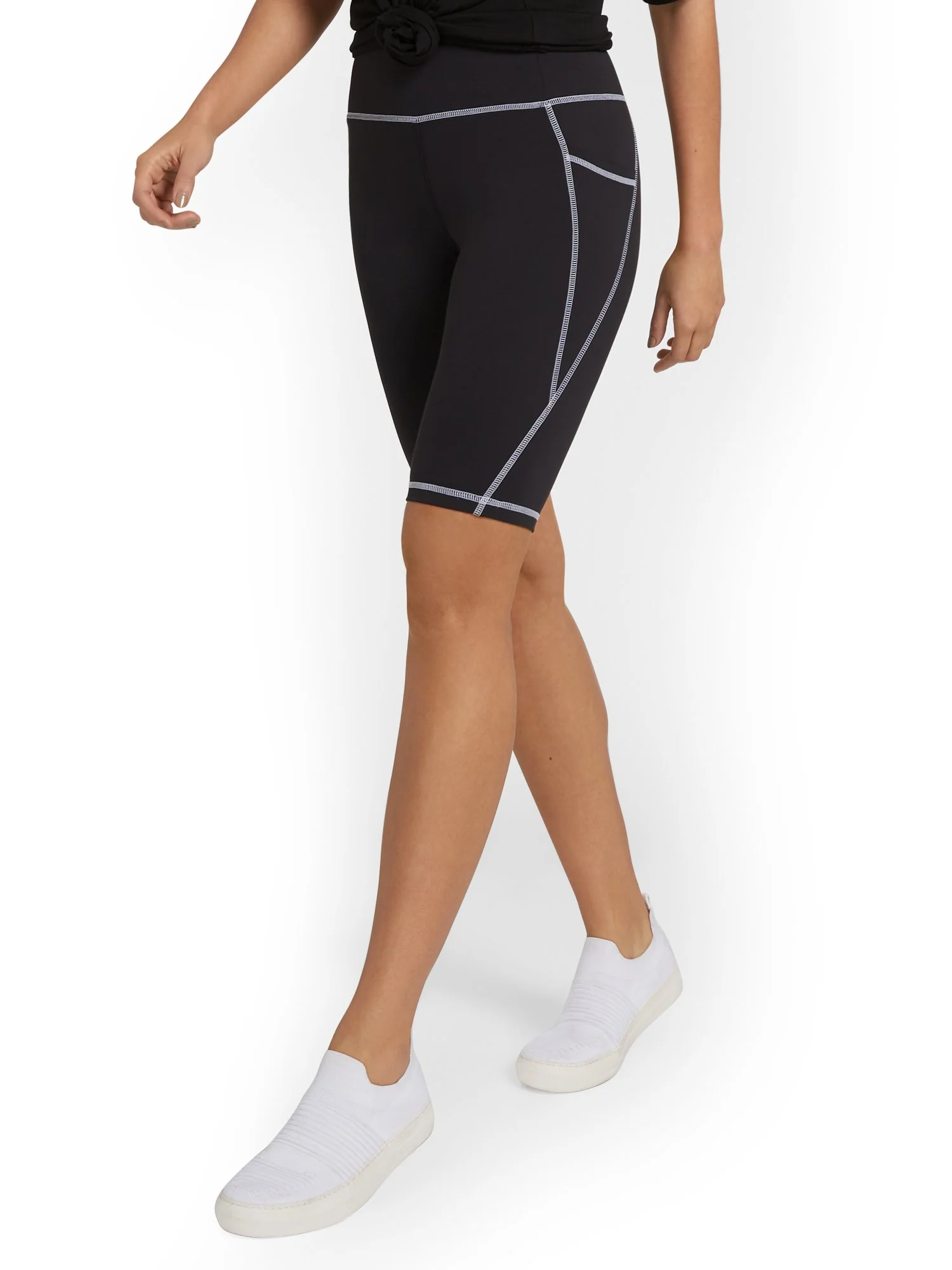 High-Waisted Contrast Pocket Bike Short - City Contour