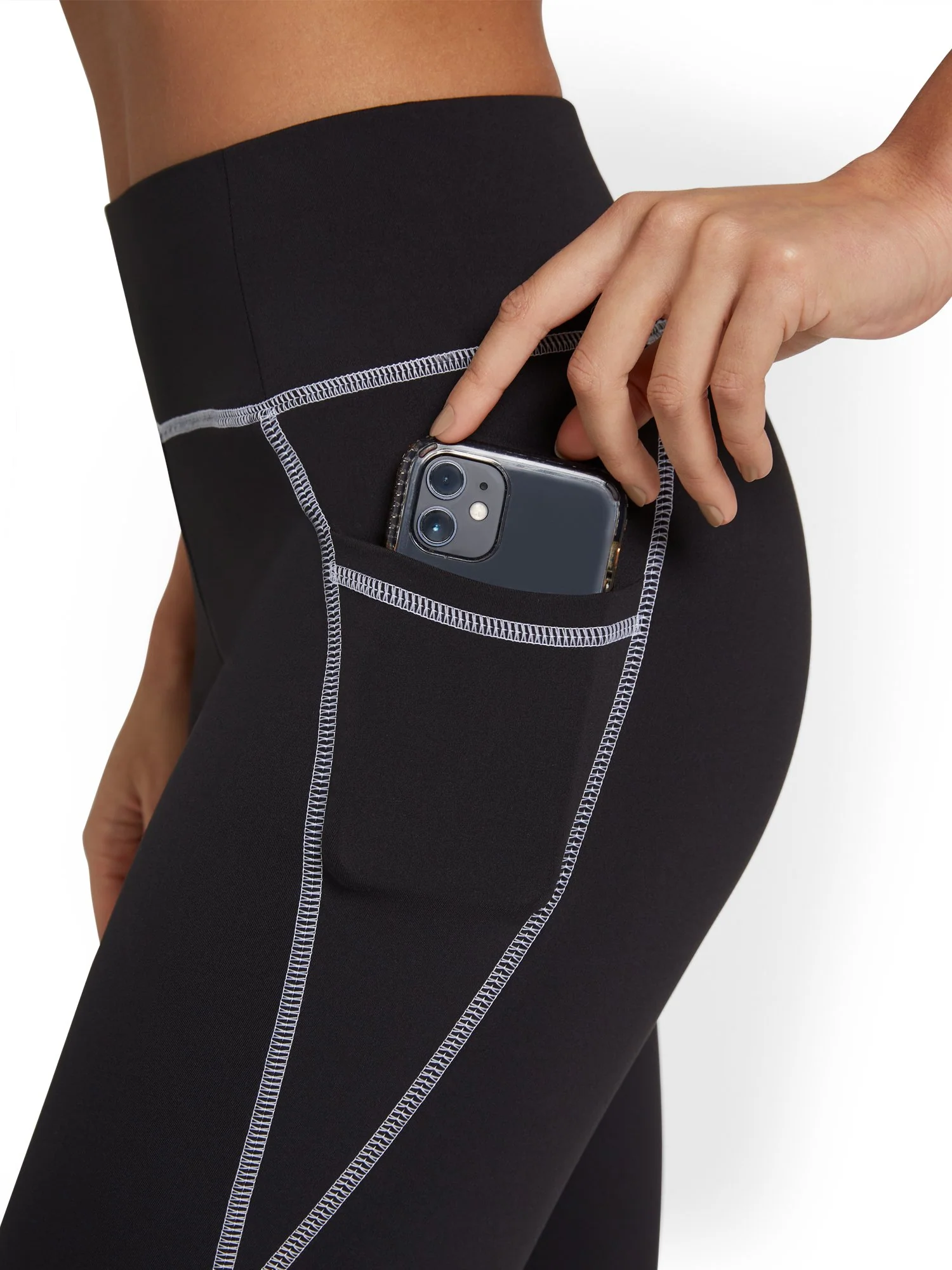 High-Waisted Contrast Pocket Bike Short - City Contour - Image 4