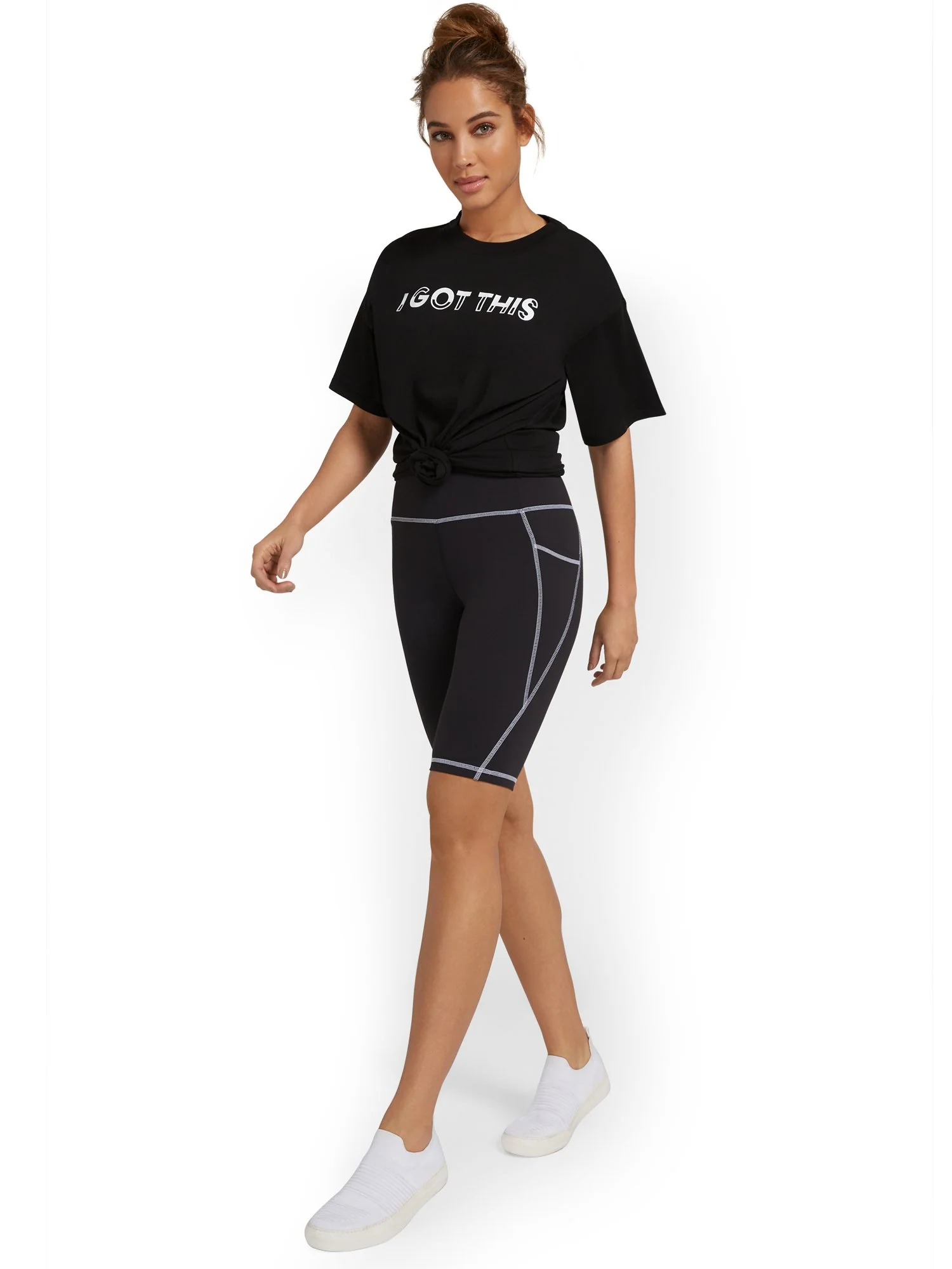 High-Waisted Contrast Pocket Bike Short - City Contour - Image 5