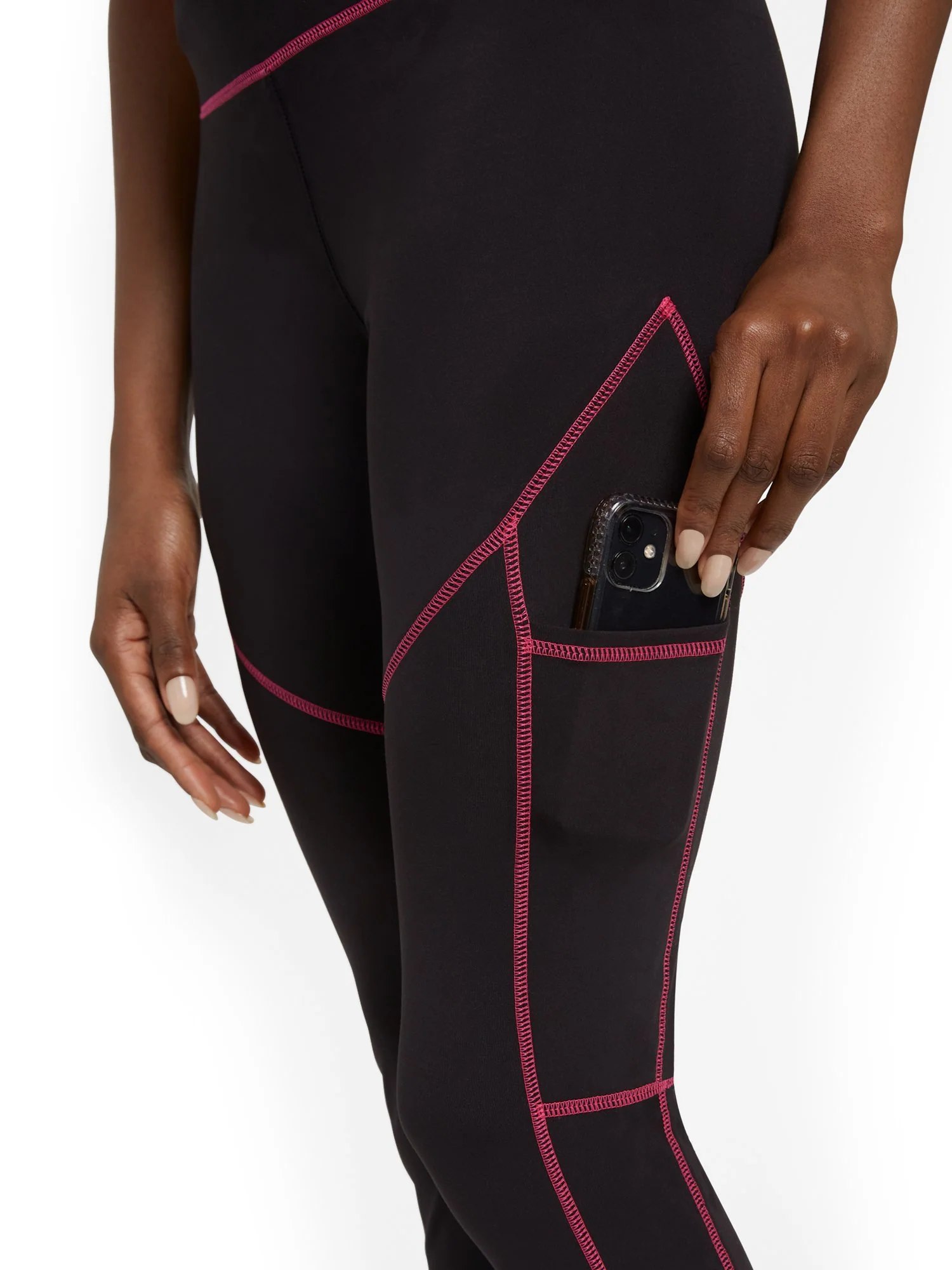 High-Waisted Contrast-Stitch Pocket Legging - City Contour - Image 4