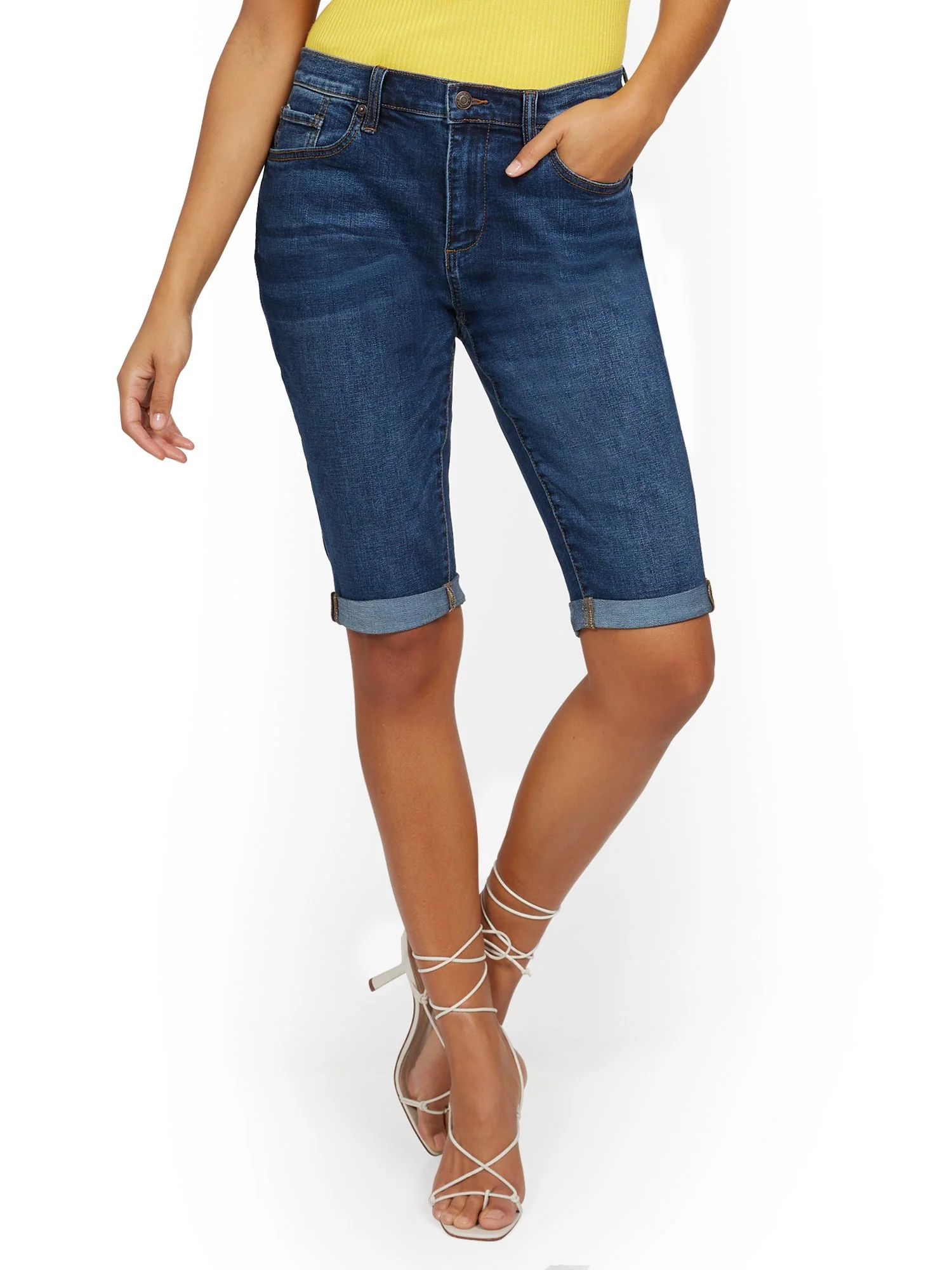 High-Waisted Curvy Boyfriend 13-Inch Bermuda Short - Foxy Blue