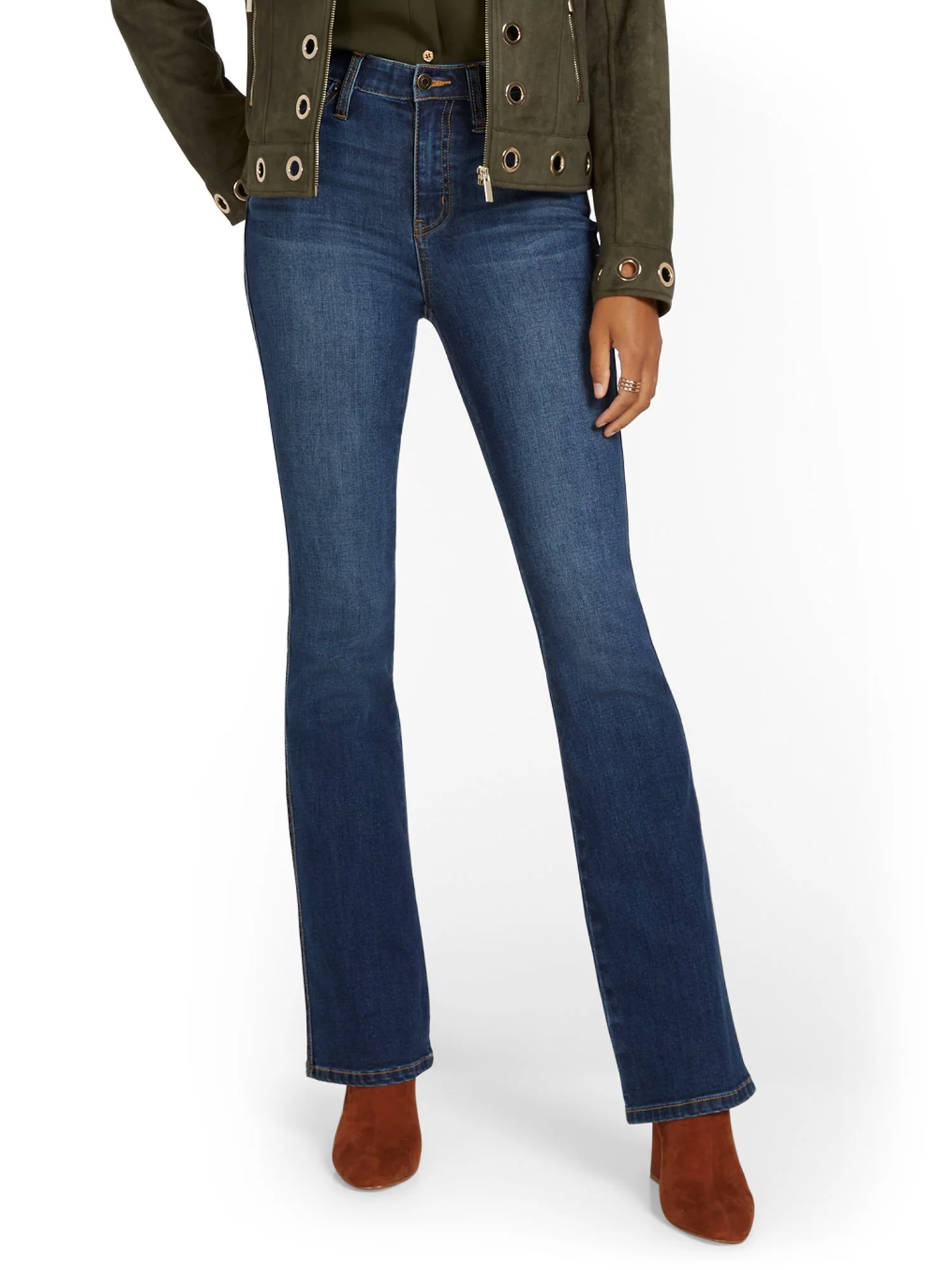 High-Waisted Curvy Essential Bootcut Jeans - Foxy Blue Wash - Image 2