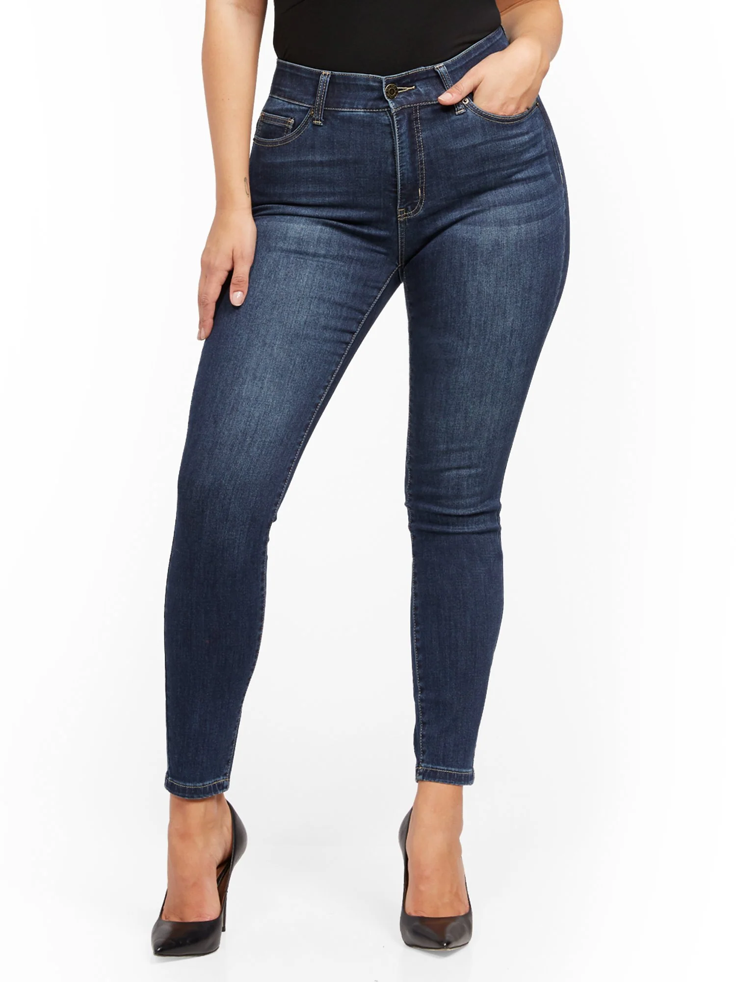 High-Waisted Curvy No-Gap Shaping Super-Skinny Jeans - Blue Hustle - Image 10