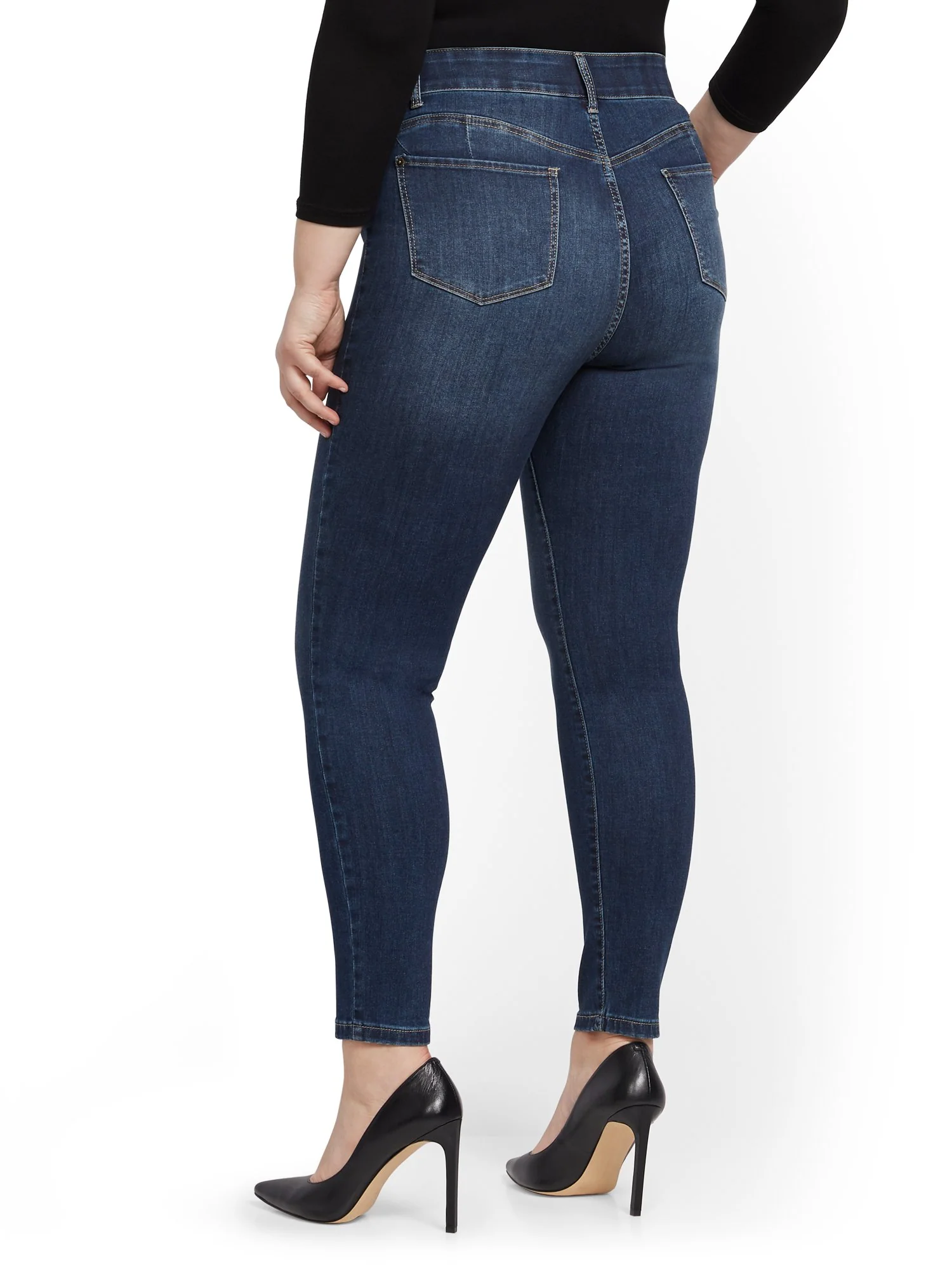 High-Waisted Curvy No-Gap Shaping Super-Skinny Jeans - Blue Hustle - Image 16