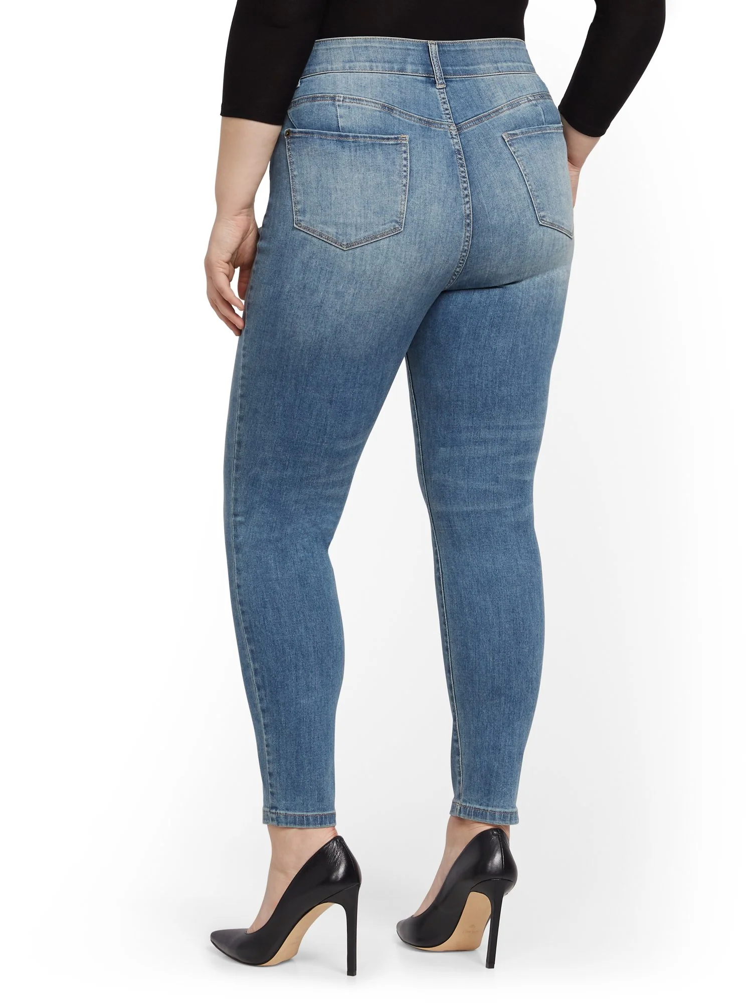 High-Waisted Curvy No-Gap Shaping Super-Skinny Jeans - Blue Rock - Image 15