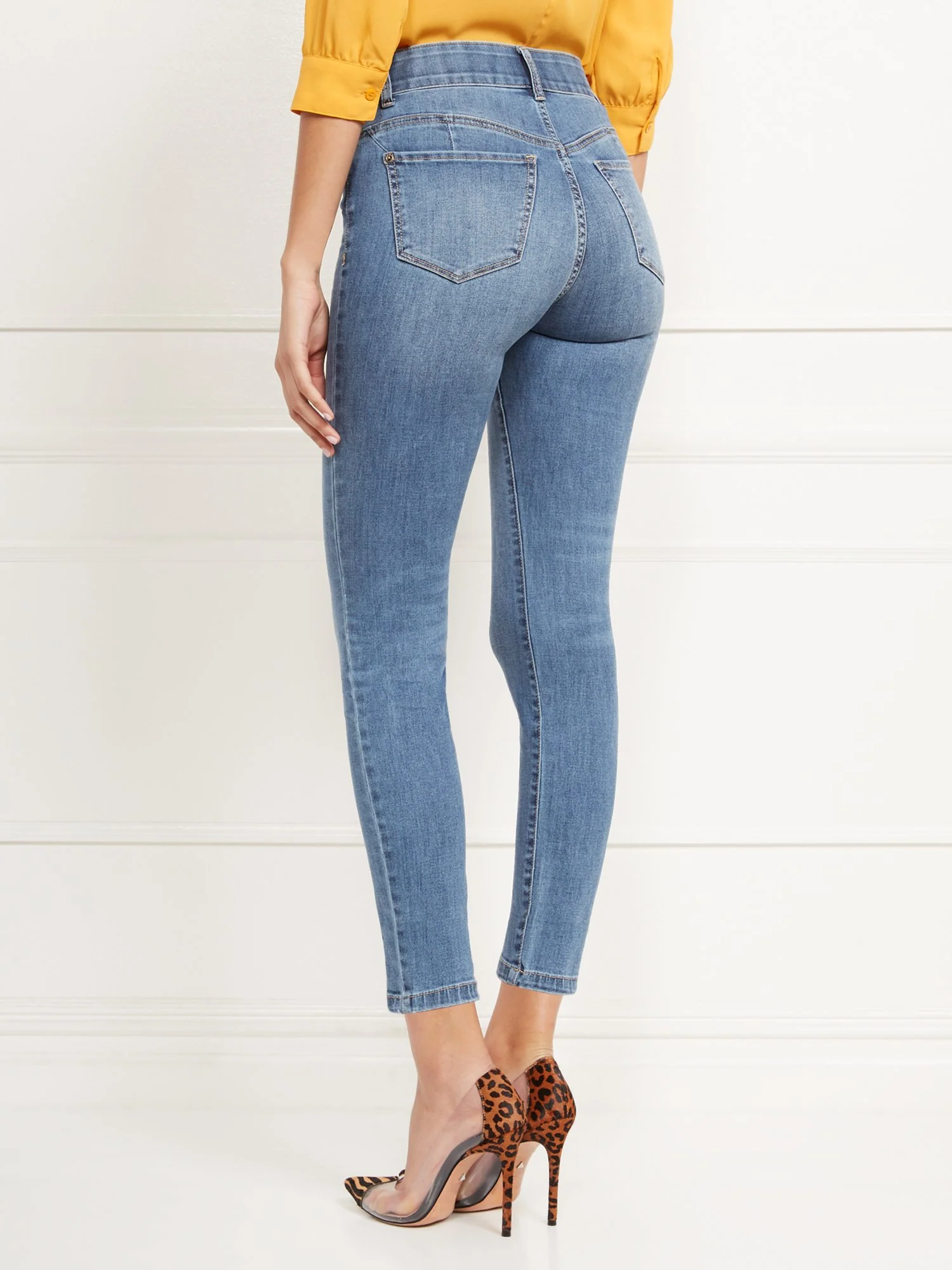 High-Waisted Curvy No-Gap Shaping Super-Skinny Jeans - Blue Rock - Image 20