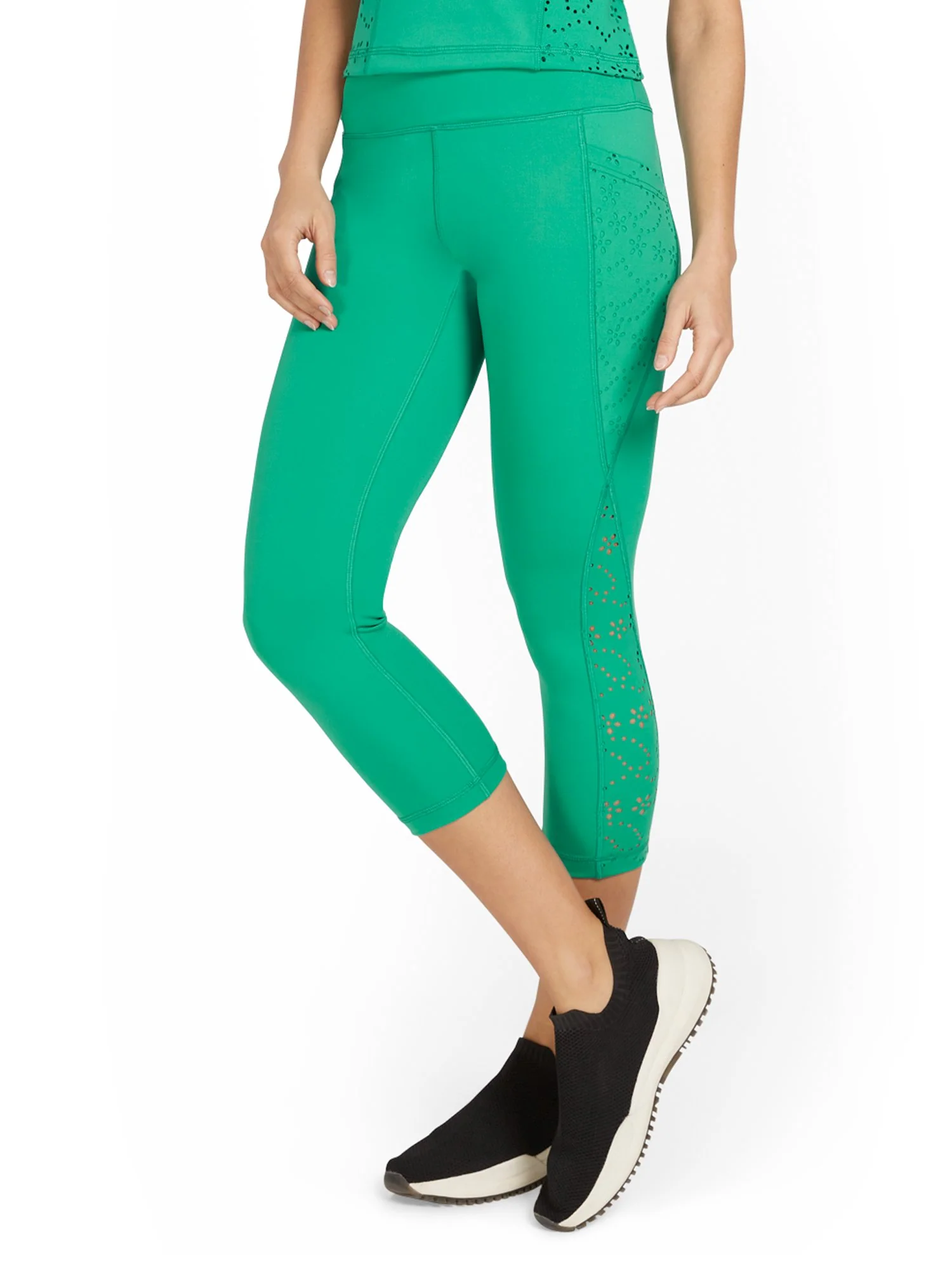 High-Waisted Eyelet Pocket Capri Legging - Image 2