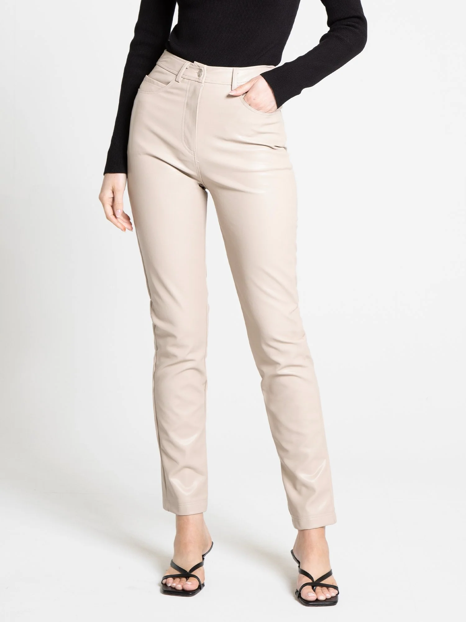 High-Waisted Faux Leather Pant - Edit By Nine - Image 5