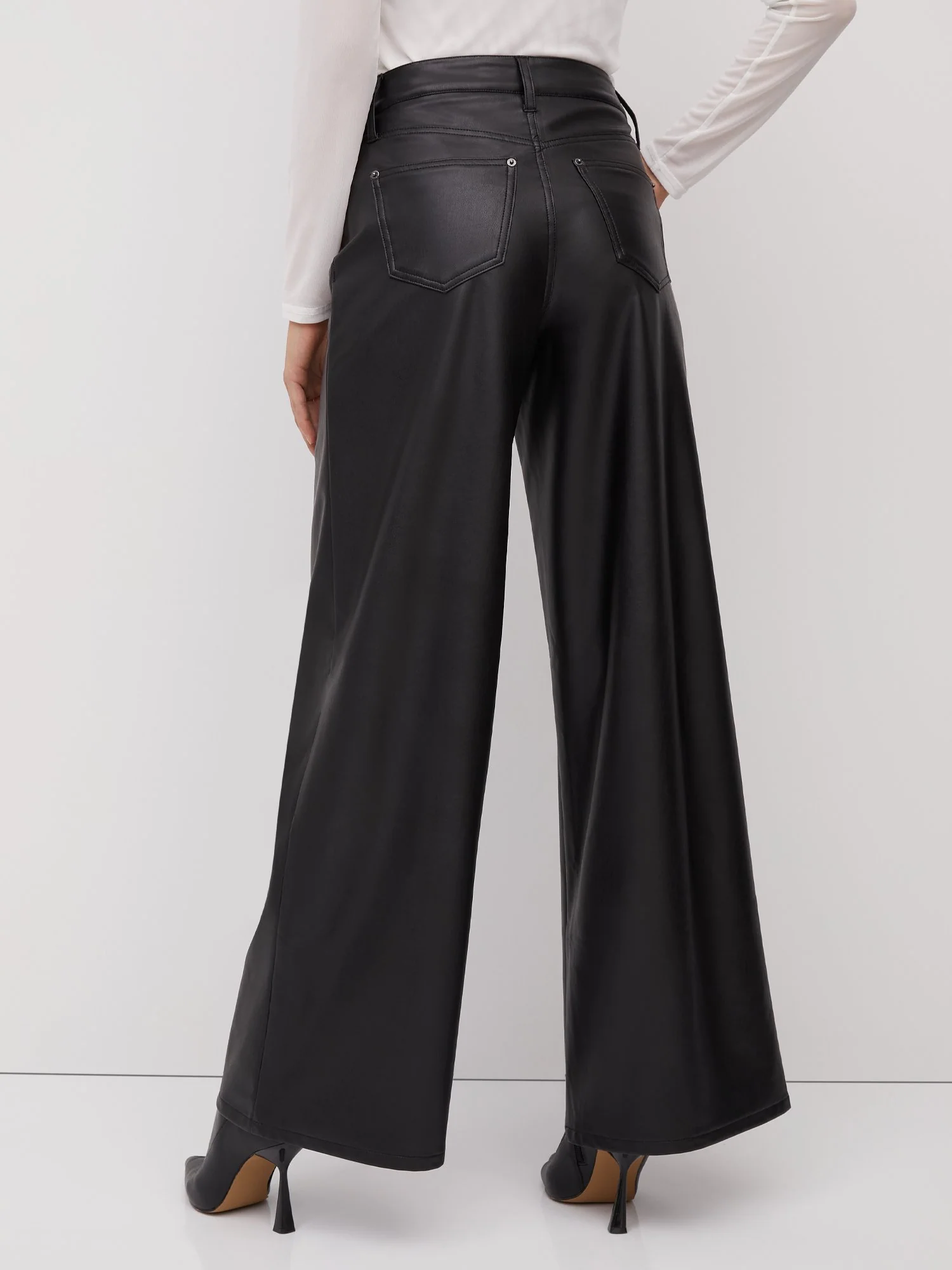 High-Waisted Faux-Leather Wide-Leg Pant - Image 3
