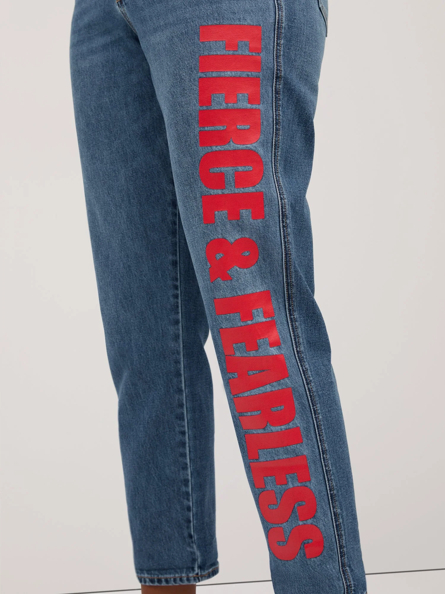 High-Waisted Fierce & Fearless Boyfriend Jeans - Medium Wash - Image 4