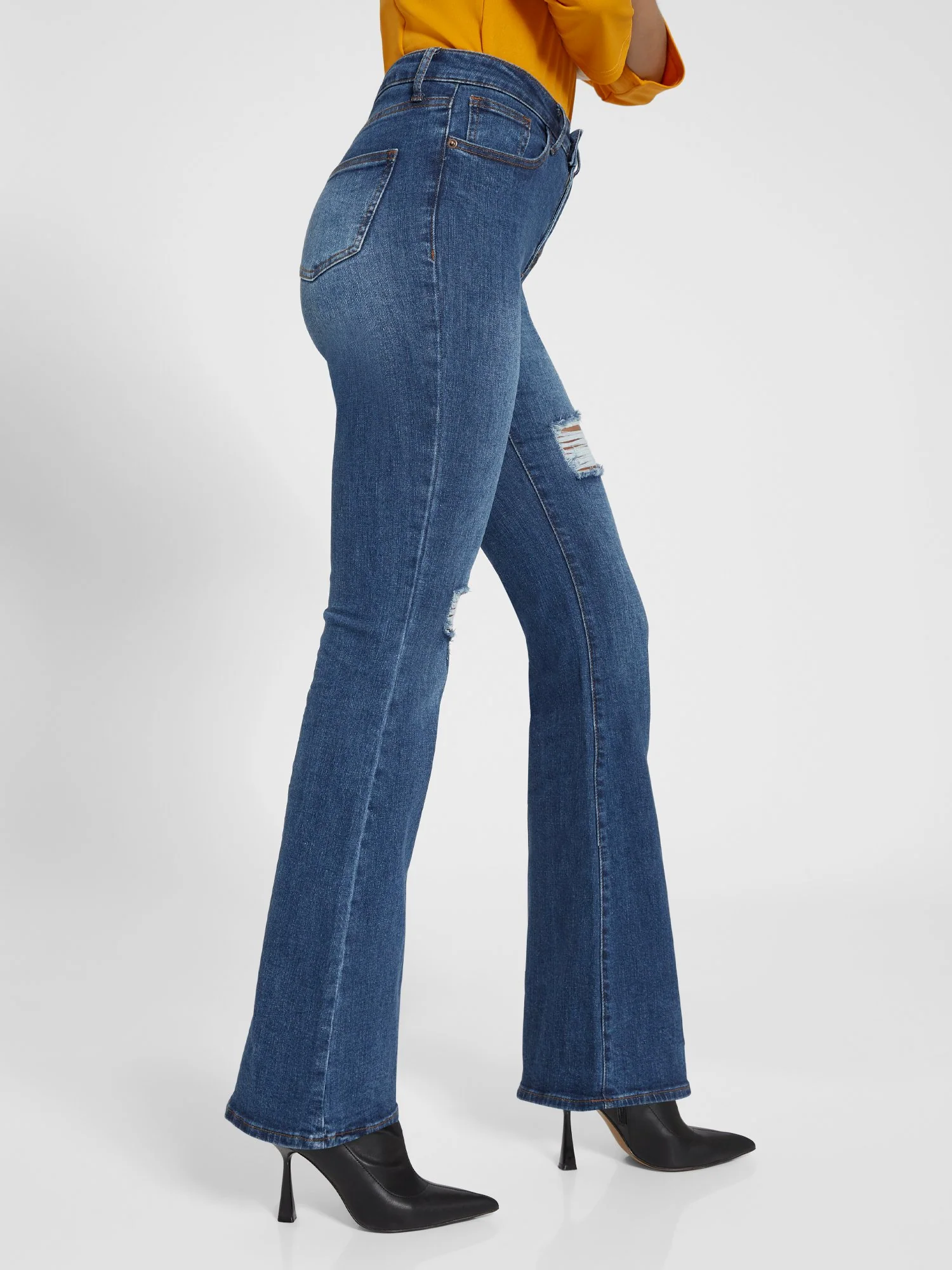 High-Waisted Flare Jeans - Medium Wash - Image 4