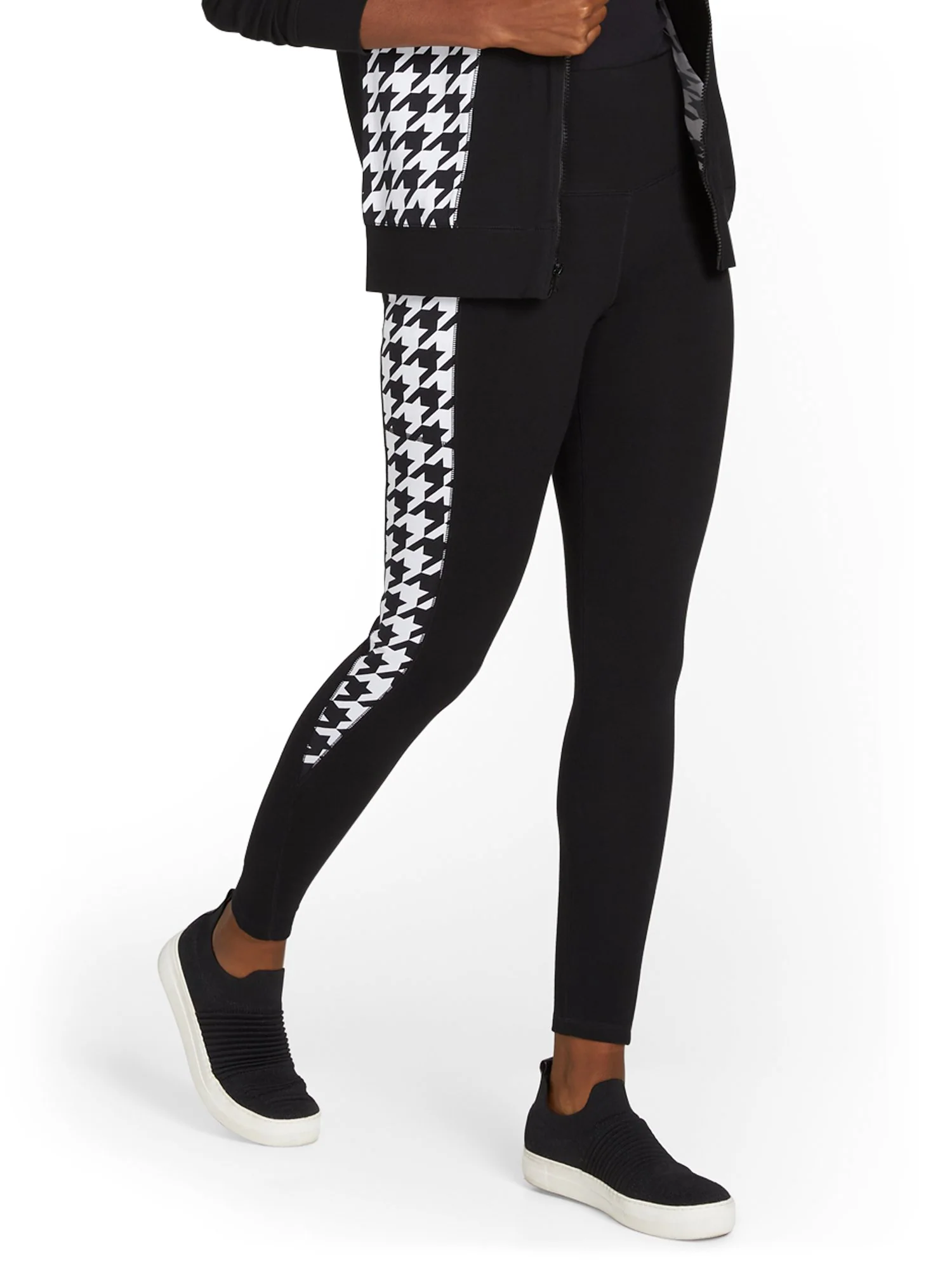 High-Waisted Houndstooth Panel Pocket Legging