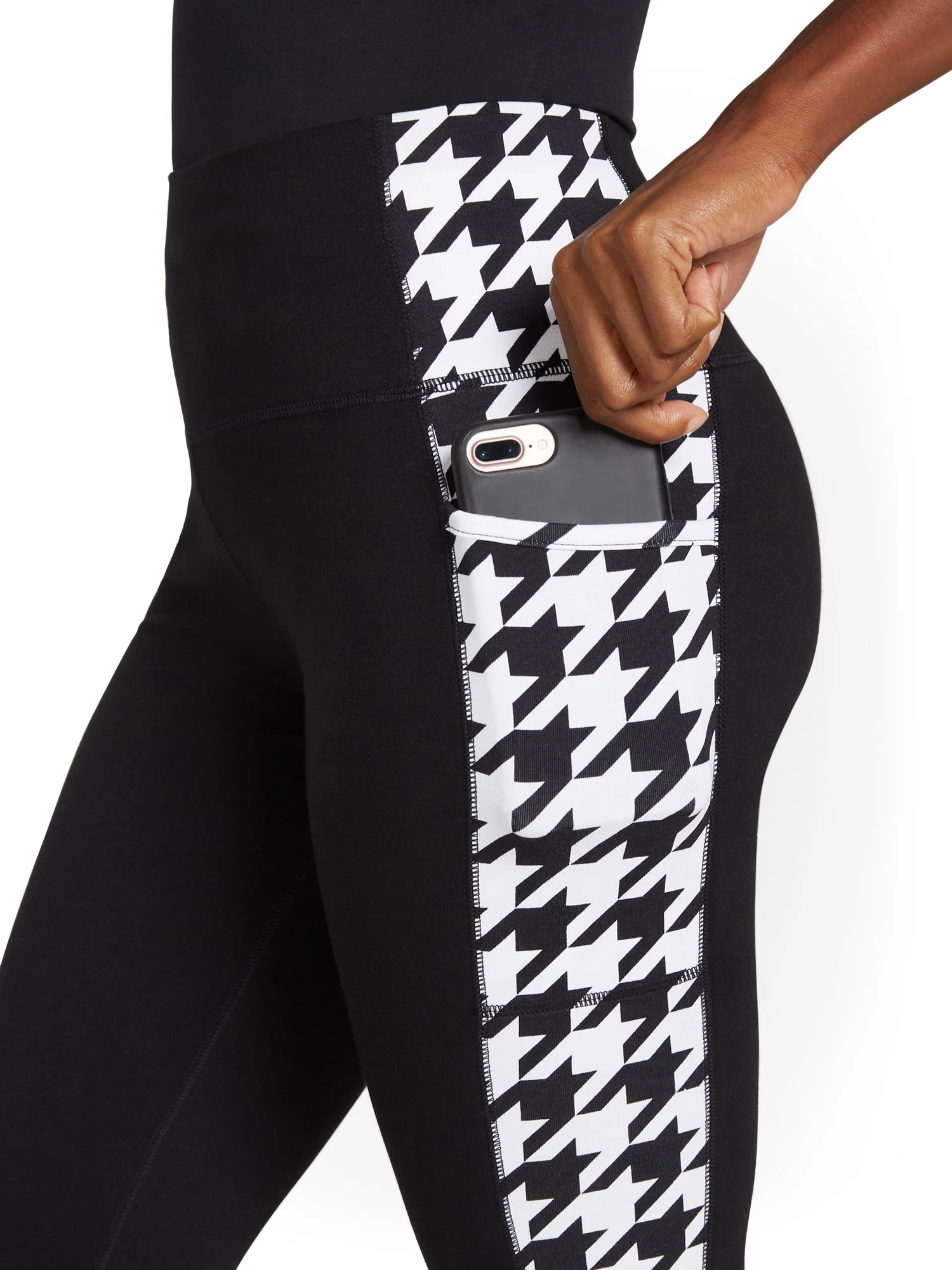 High-Waisted Houndstooth Panel Pocket Legging - Image 4