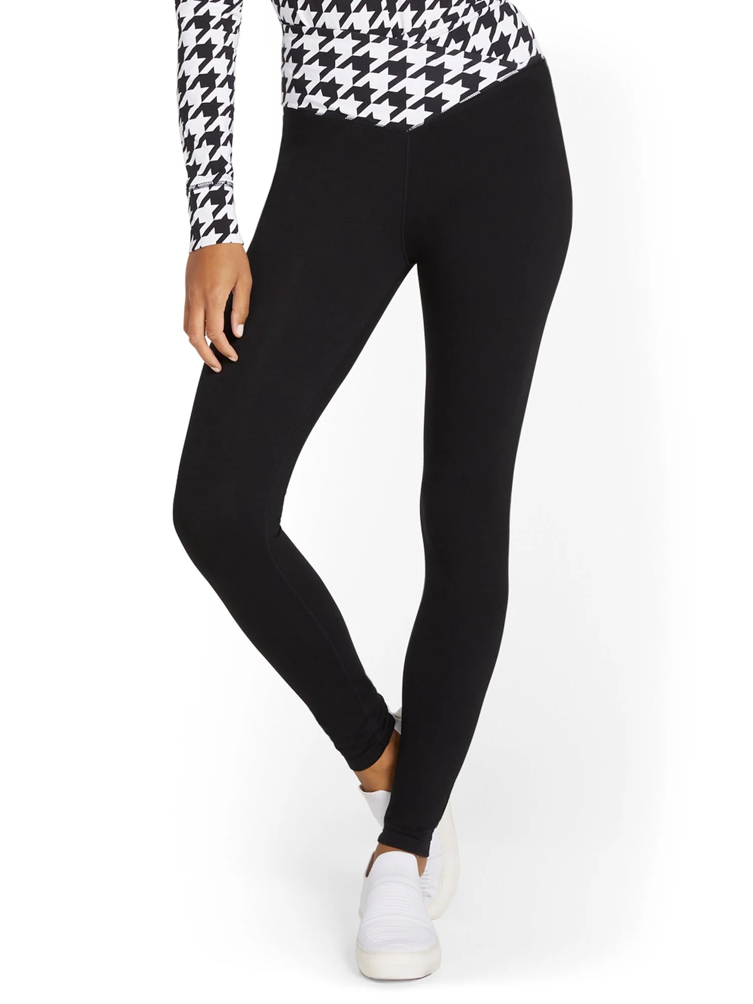 High-Waisted Houndstooth-Waist Pocket Legging - Image 2