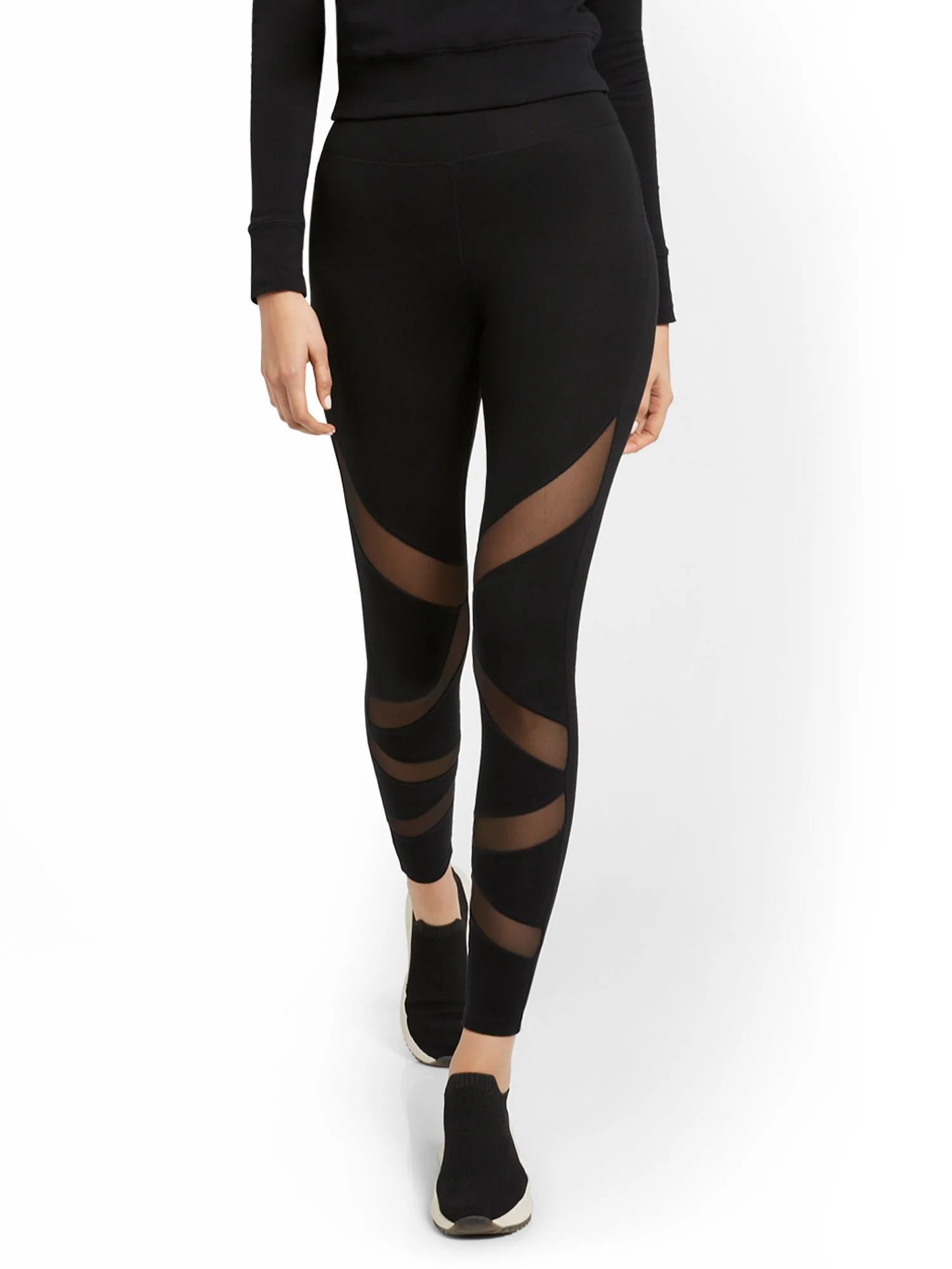 High-Waisted Mesh-Stripe Pocket Legging - Image 2