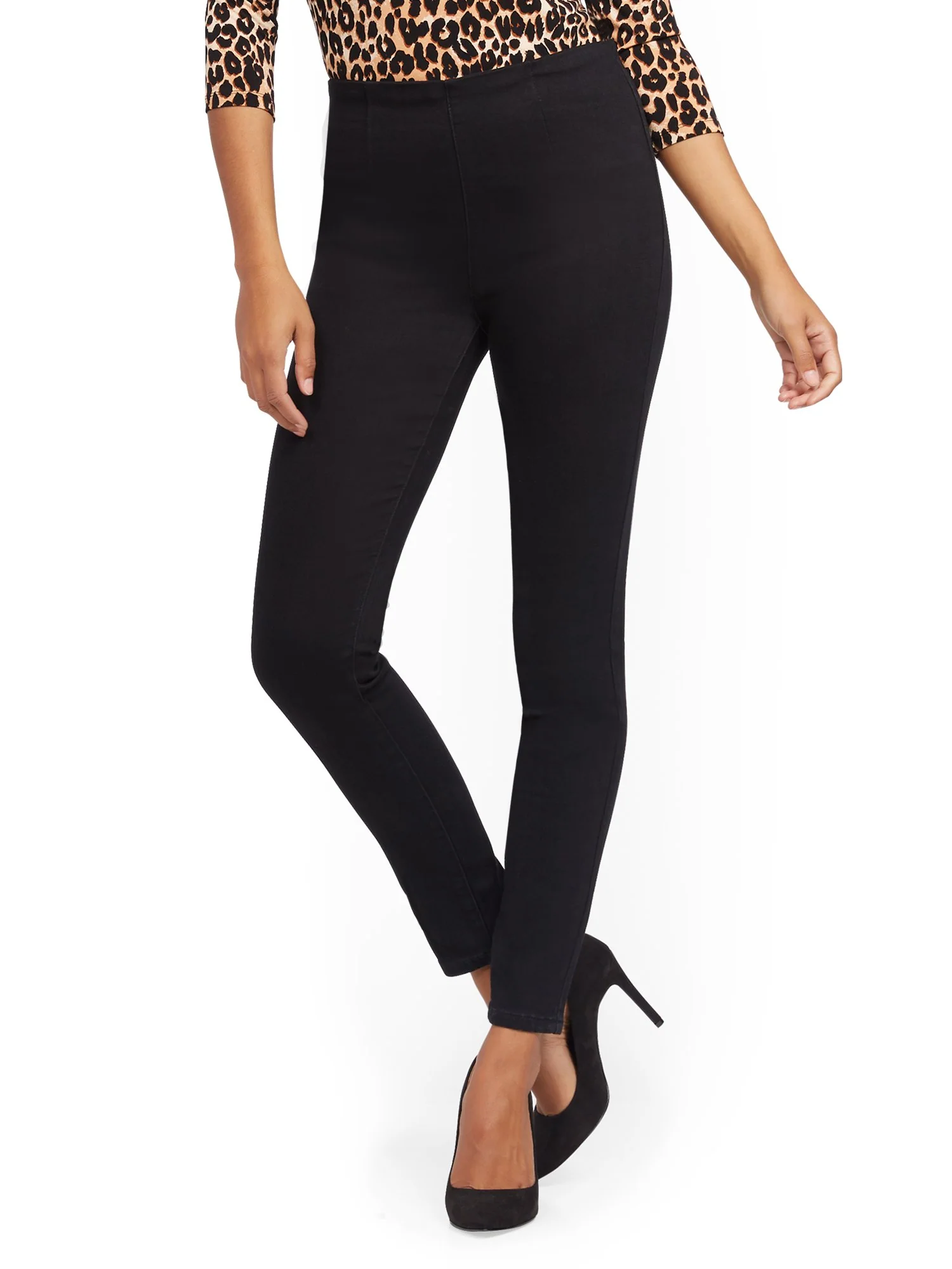 High-Waisted No-Gap Pull-On Legging - Black - Image 2