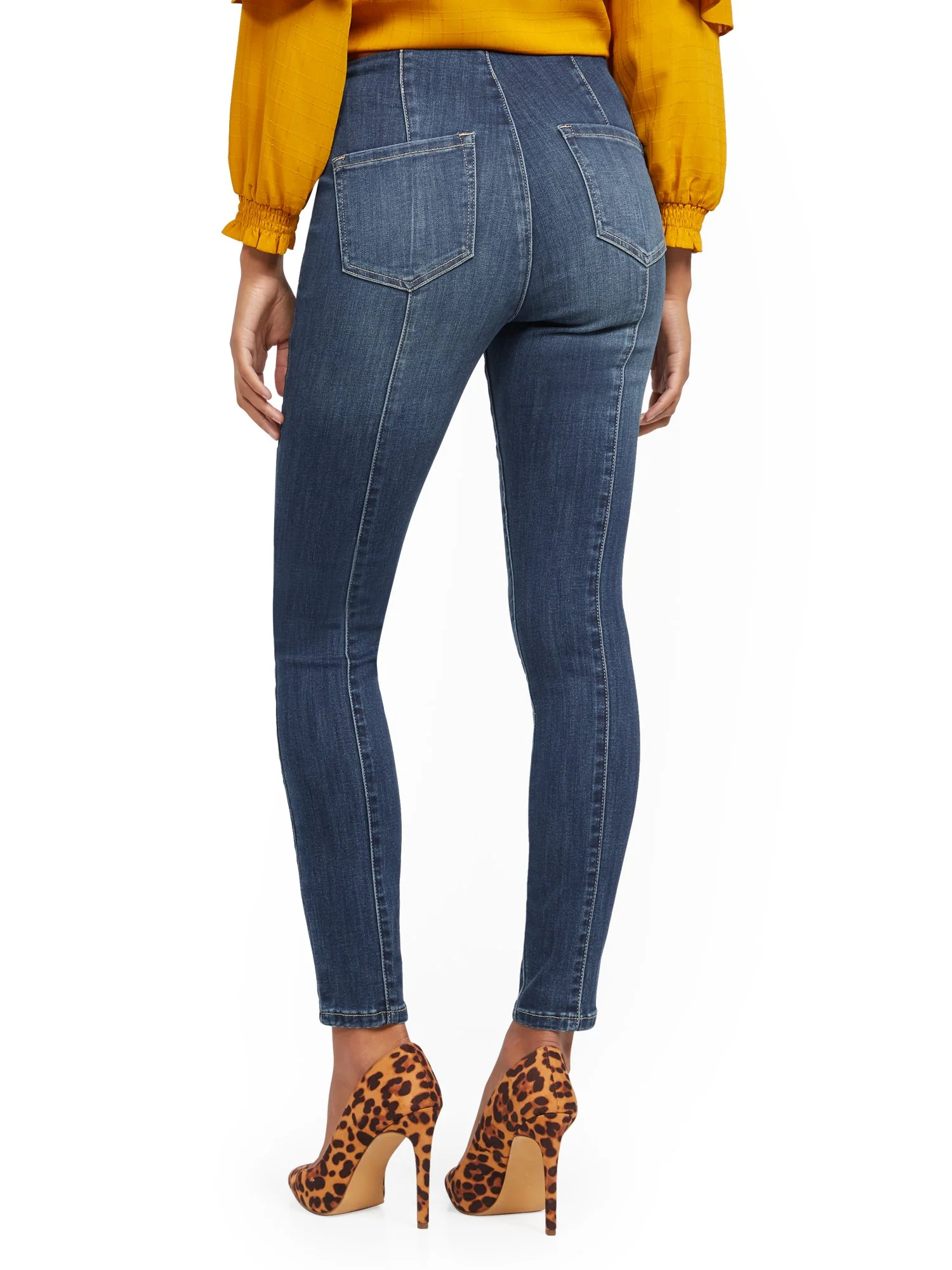 High-Waisted No-Gap Pull-On Legging - Blue Splash - Image 3