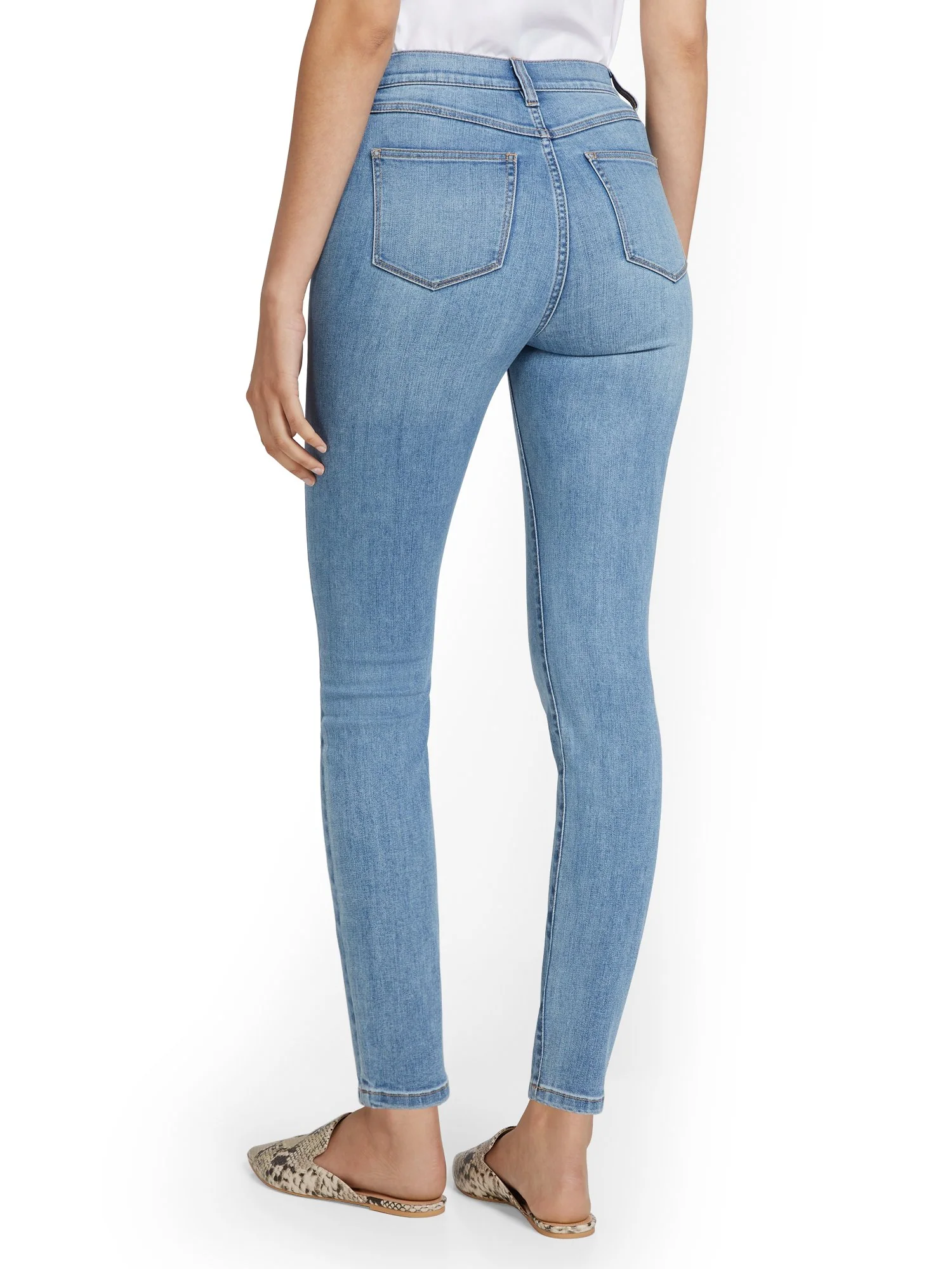 High-Waisted Overlap Detail Super-Skinny Ankle Jeans - Image 3