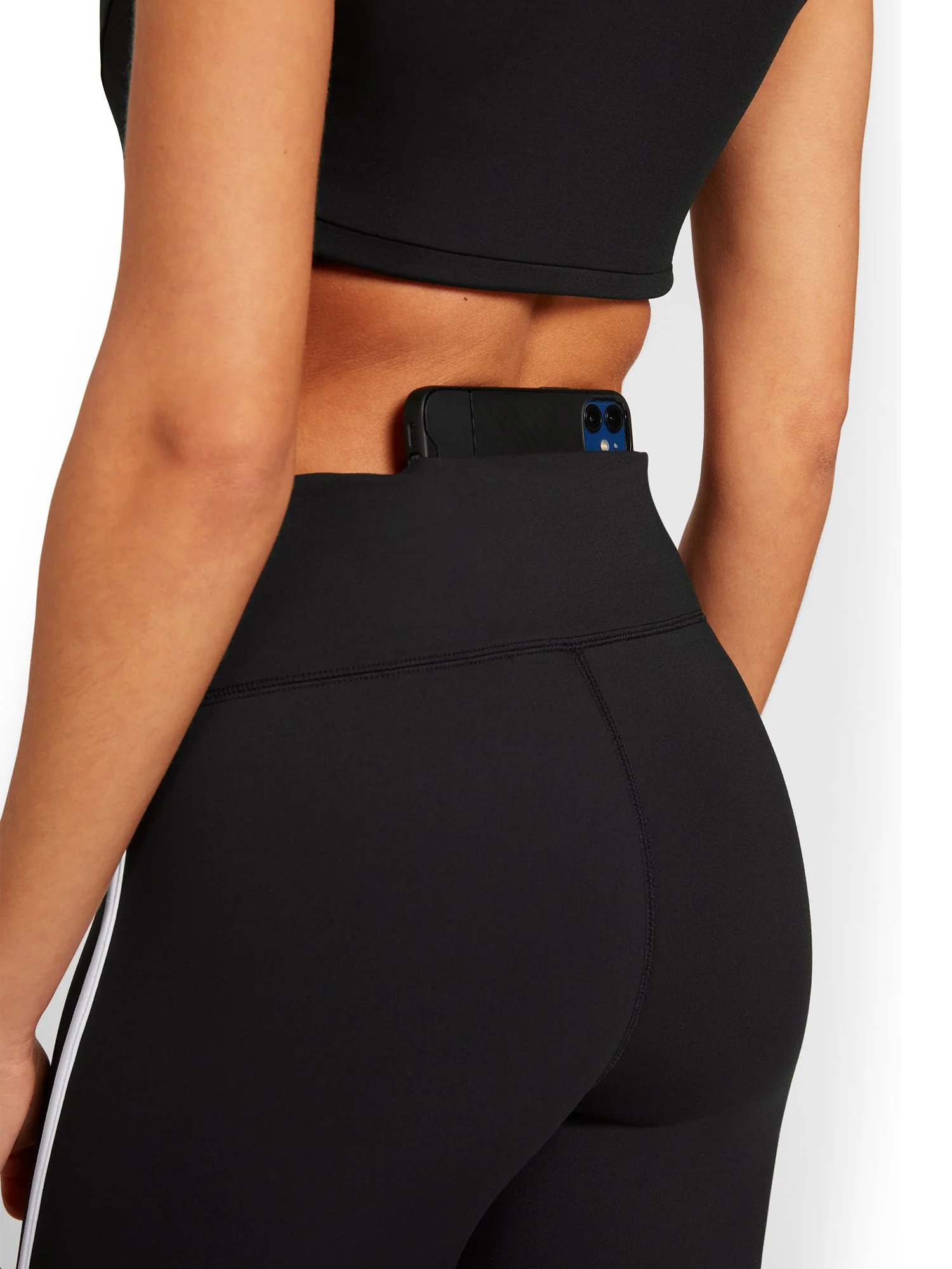 High-Waisted Piped Dolphin-Hem Pocket Legging - City Contour - Image 4
