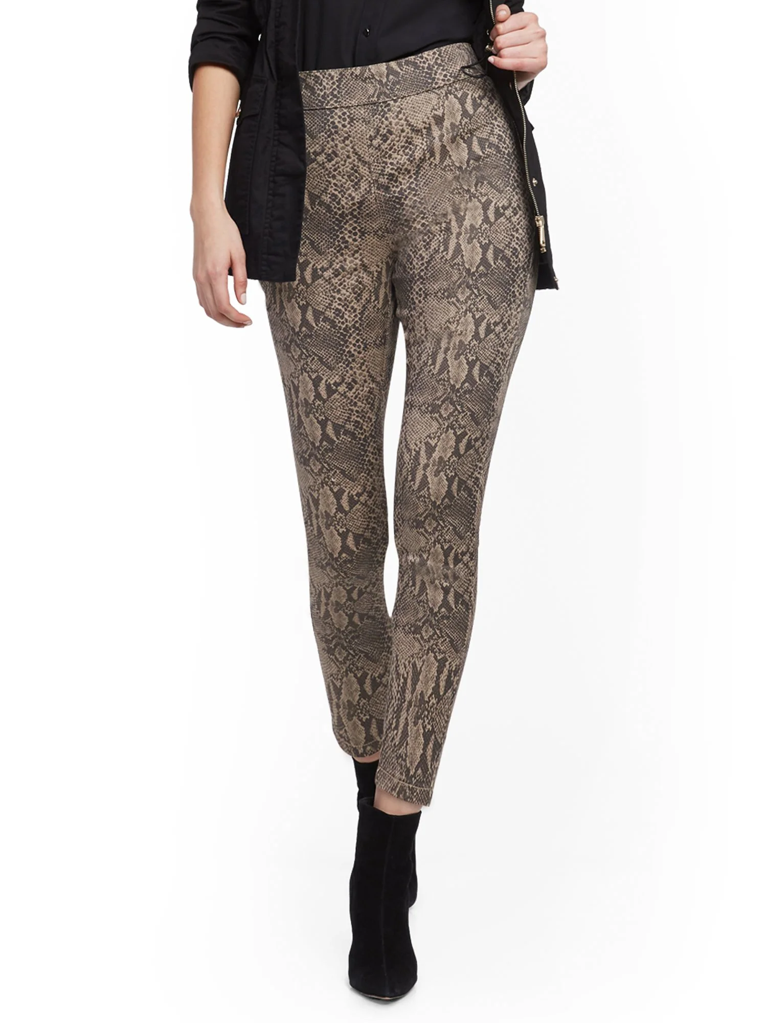 High-Waisted Pull-On Ankle Pant - Snake Print - Image 2