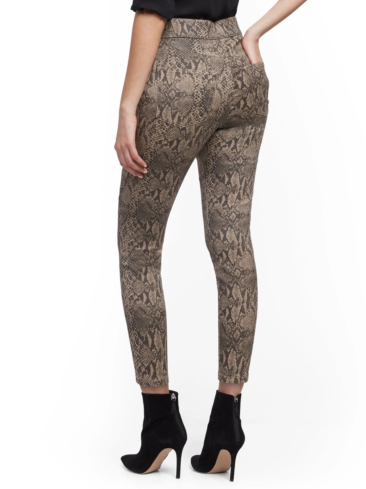 High-Waisted Pull-On Ankle Pant - Snake Print - Image 3
