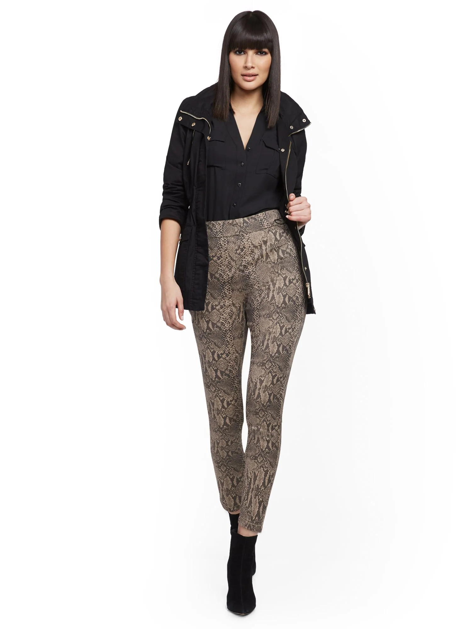 High-Waisted Pull-On Ankle Pant - Snake Print - Image 4