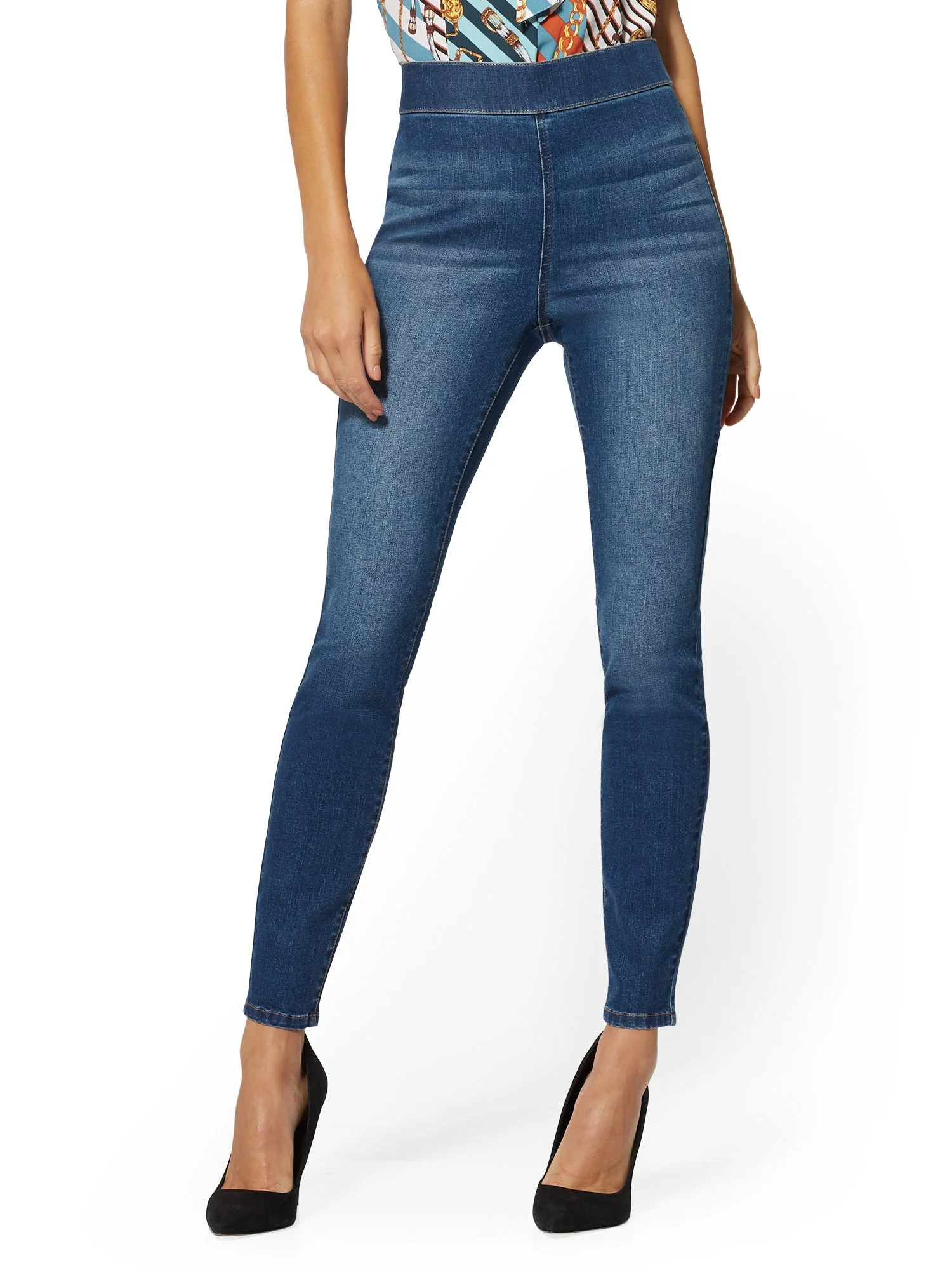 High-Waisted Pull-On Legging - Blue Wash