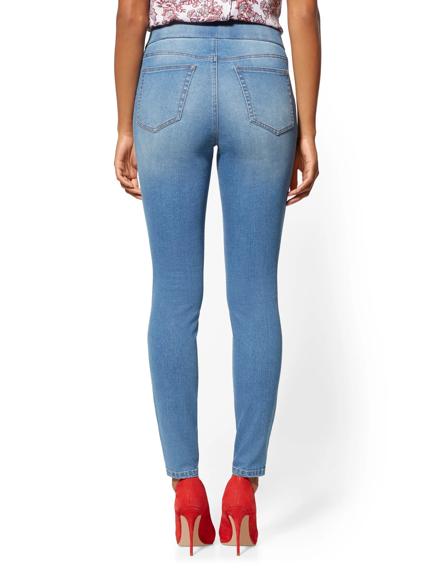 High-Waisted Pull-On Legging - Light Blue - Image 3