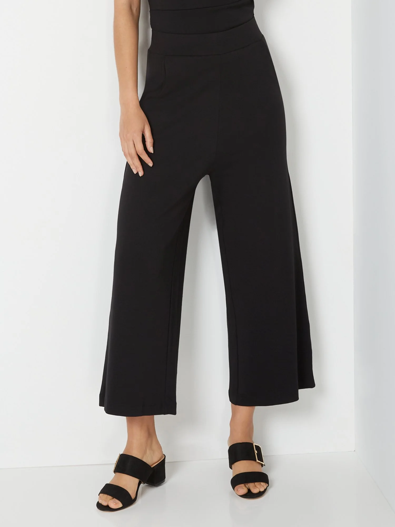 High-Waisted Pull-On Wide-Leg Capri Pant - City Knits - Image 2